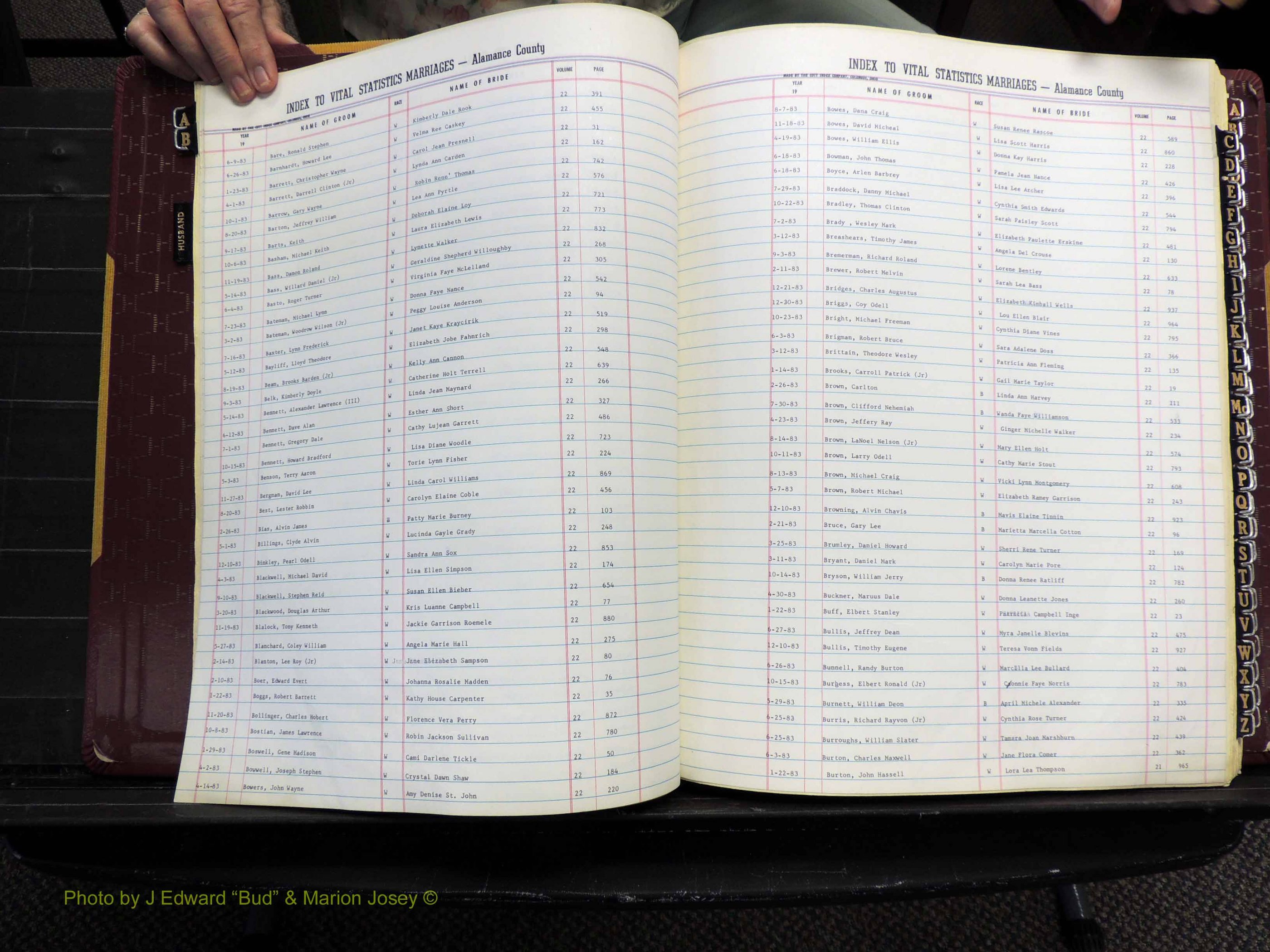 Alamance Co, NC, Marriages, Male Index, 1979-1982 (109).JPG
