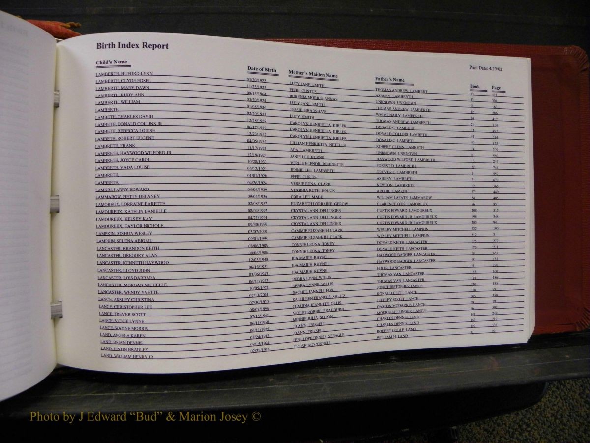 Burke Births, 1913-2001, A-L 1408.JPG