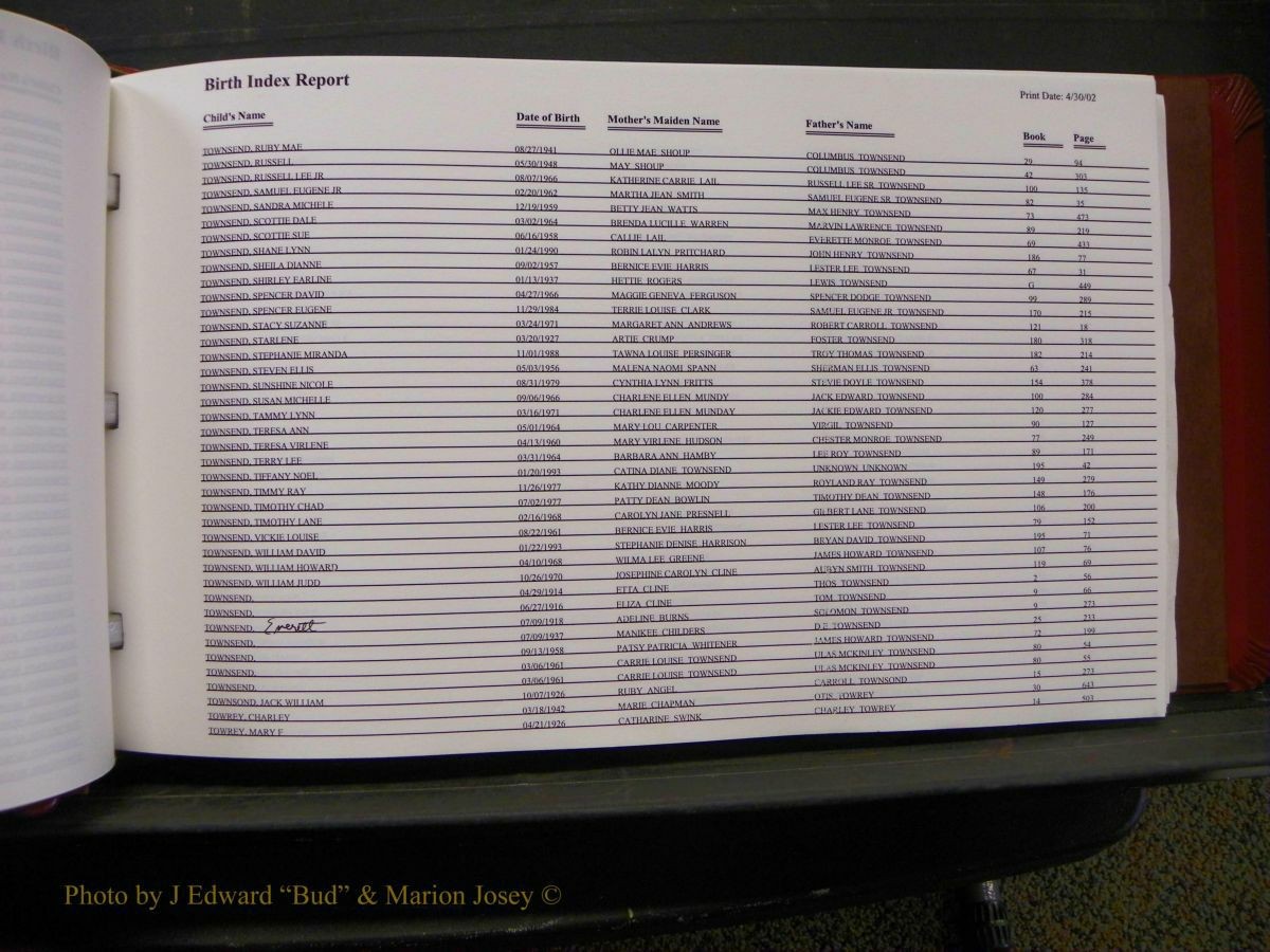 Burke Births, 1913-2001, M-Z 819.JPG