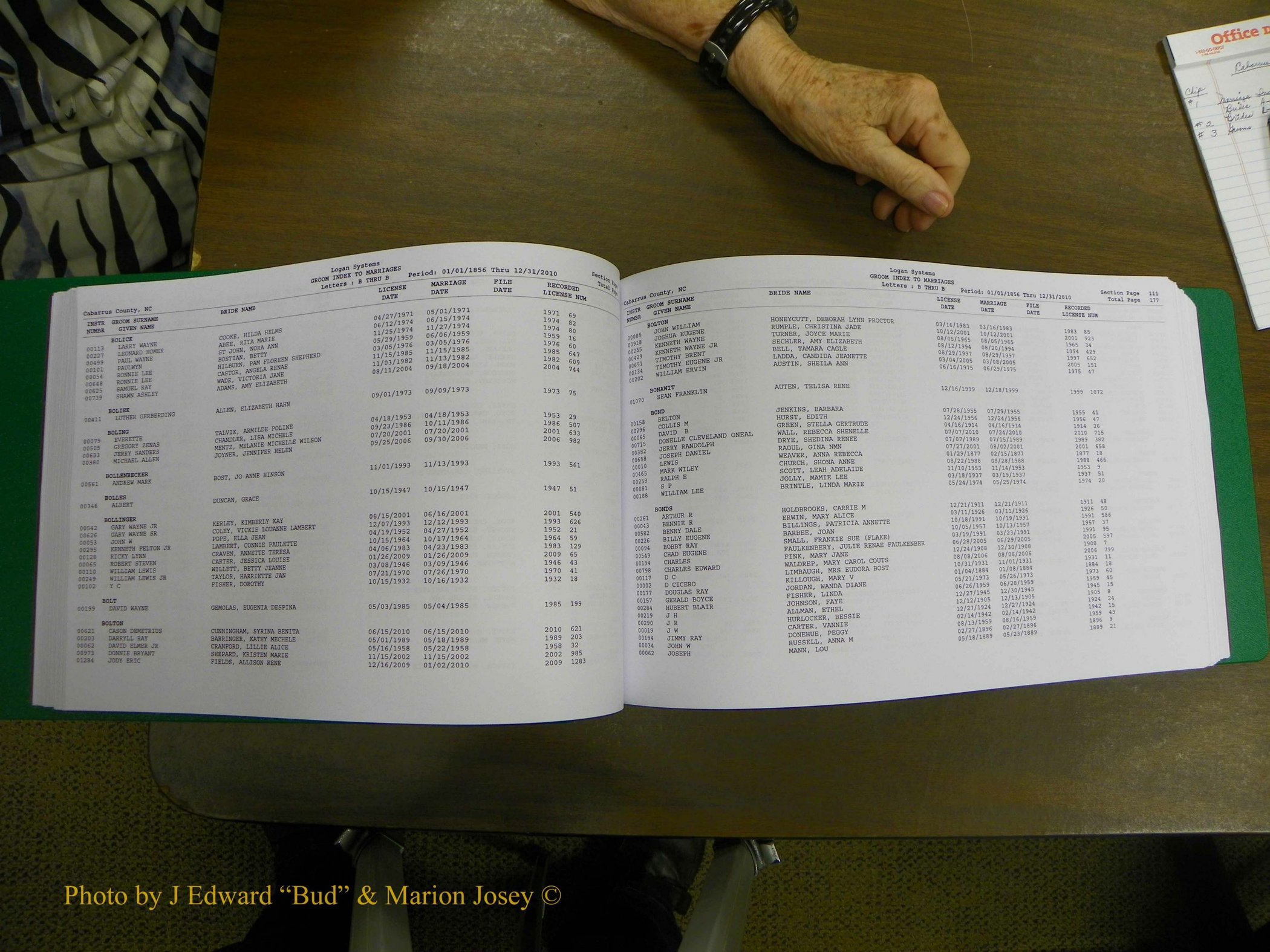 Cabarrus Marriage, Male Index, A-K, 1856-2010 090.JPG