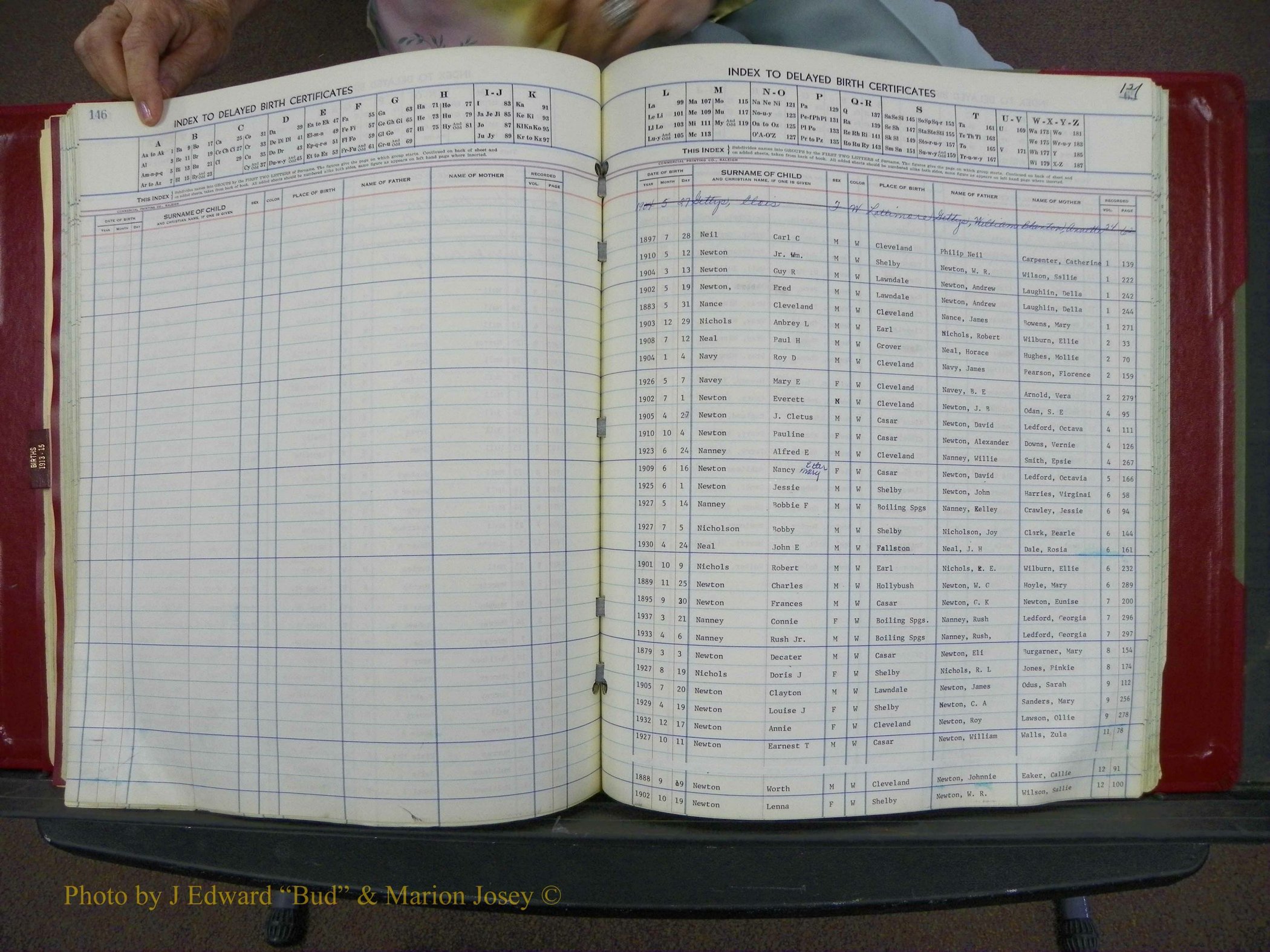 Cleveland Co, NC Delayed Births Thru 1960 (145).JPG