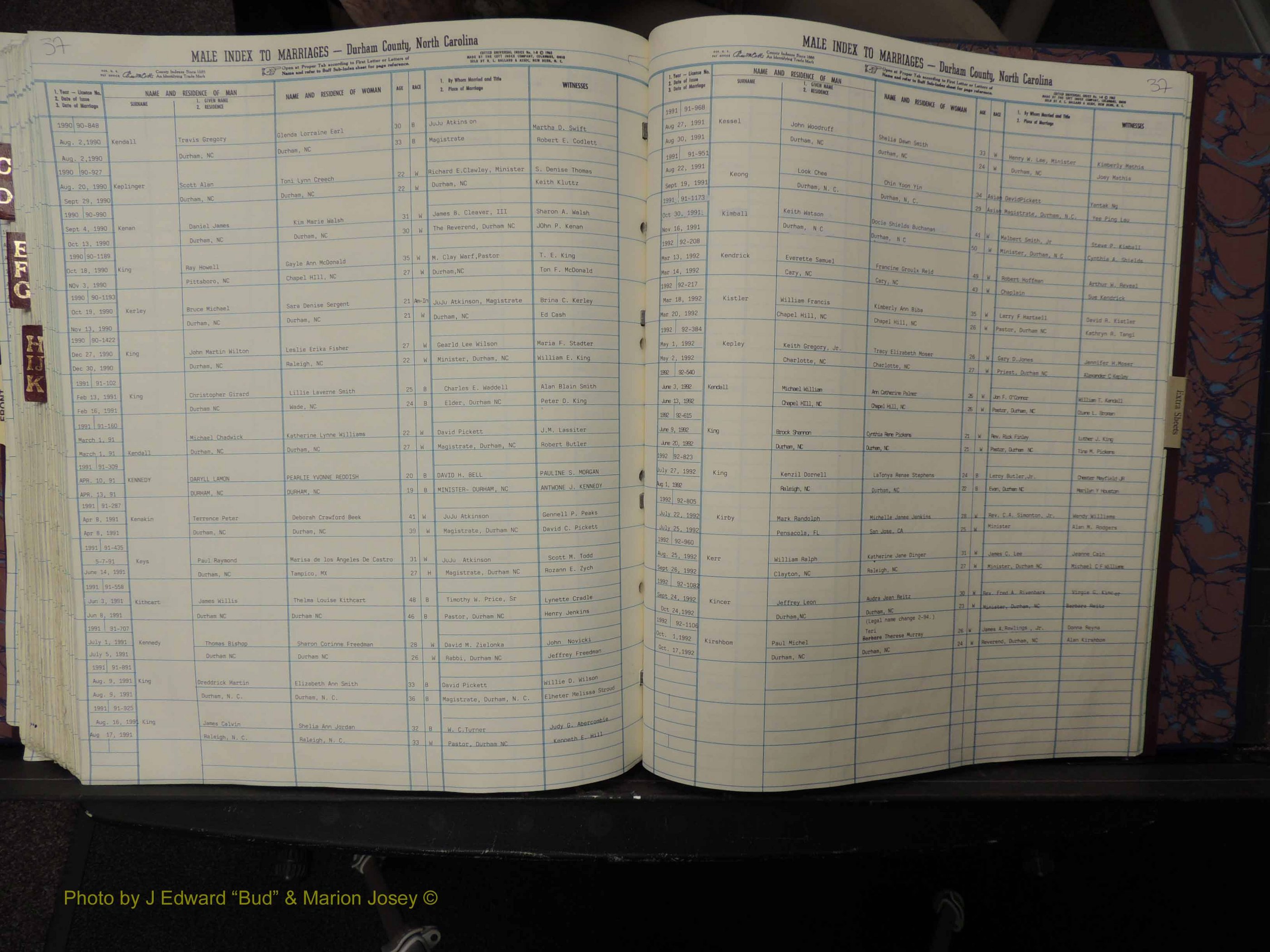 Durham Co, NC, Marriages, Male Index, A-K, 1986-1992 (310).JPG