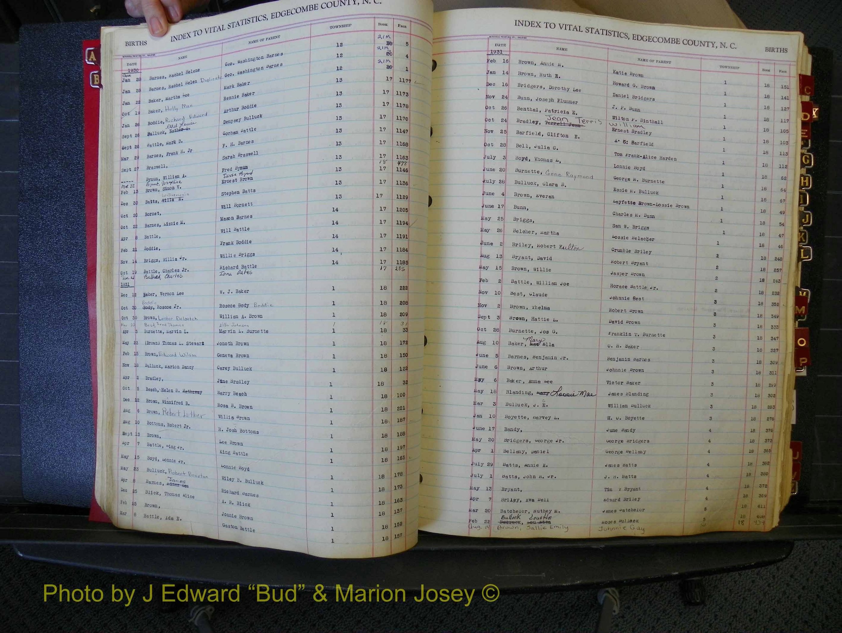 Edgecombe Births, A-Z, 1914-1933 (150).JPG
