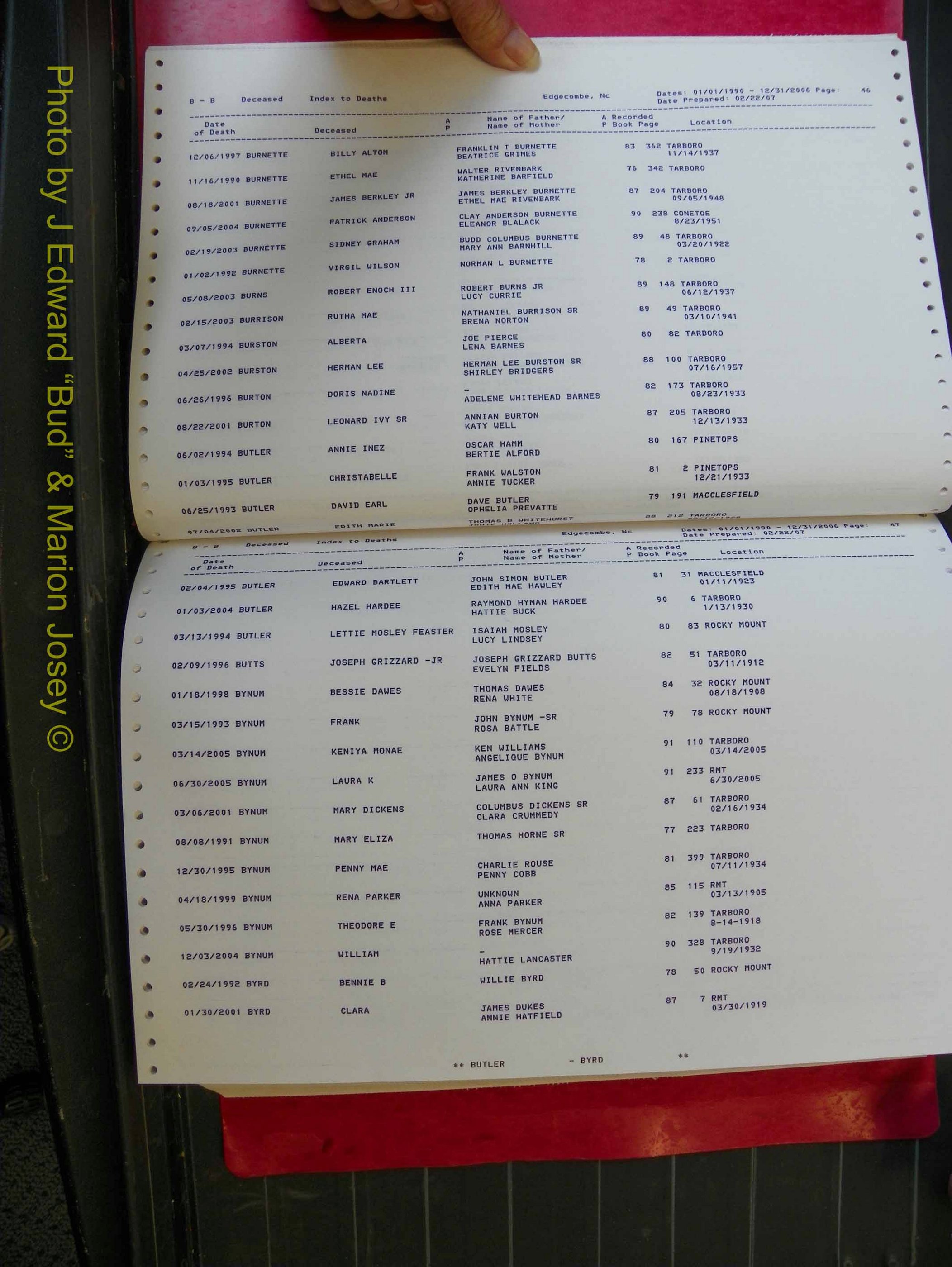 Edgecombe Deaths, A-Z, 1990-2006 (132).JPG