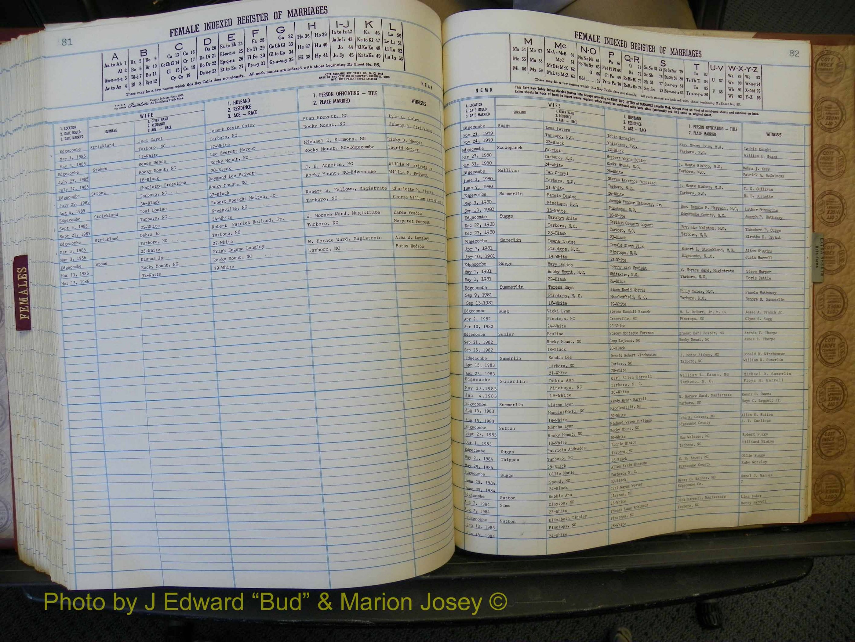 Edgecombe Marriages, A-Z, 1979-1986 (363).JPG