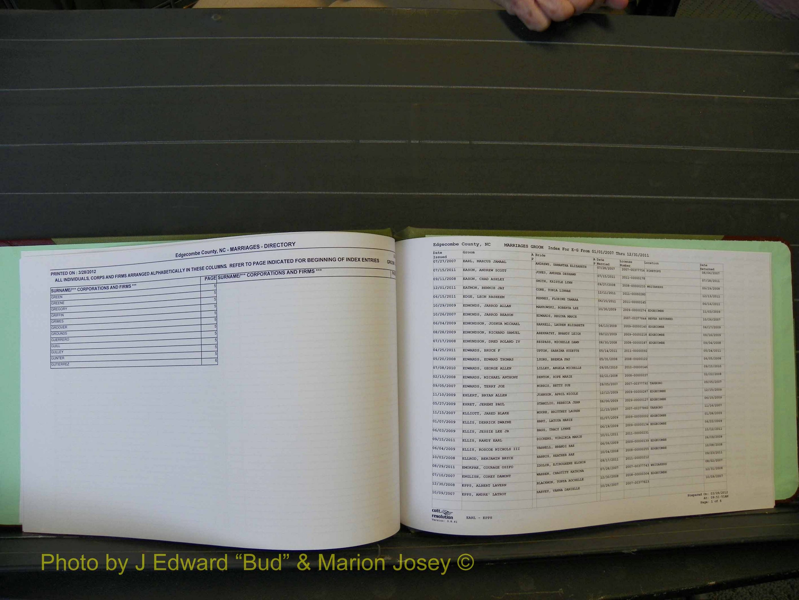 Edgecombe Marriages, A-Z, 2007+ (113).JPG