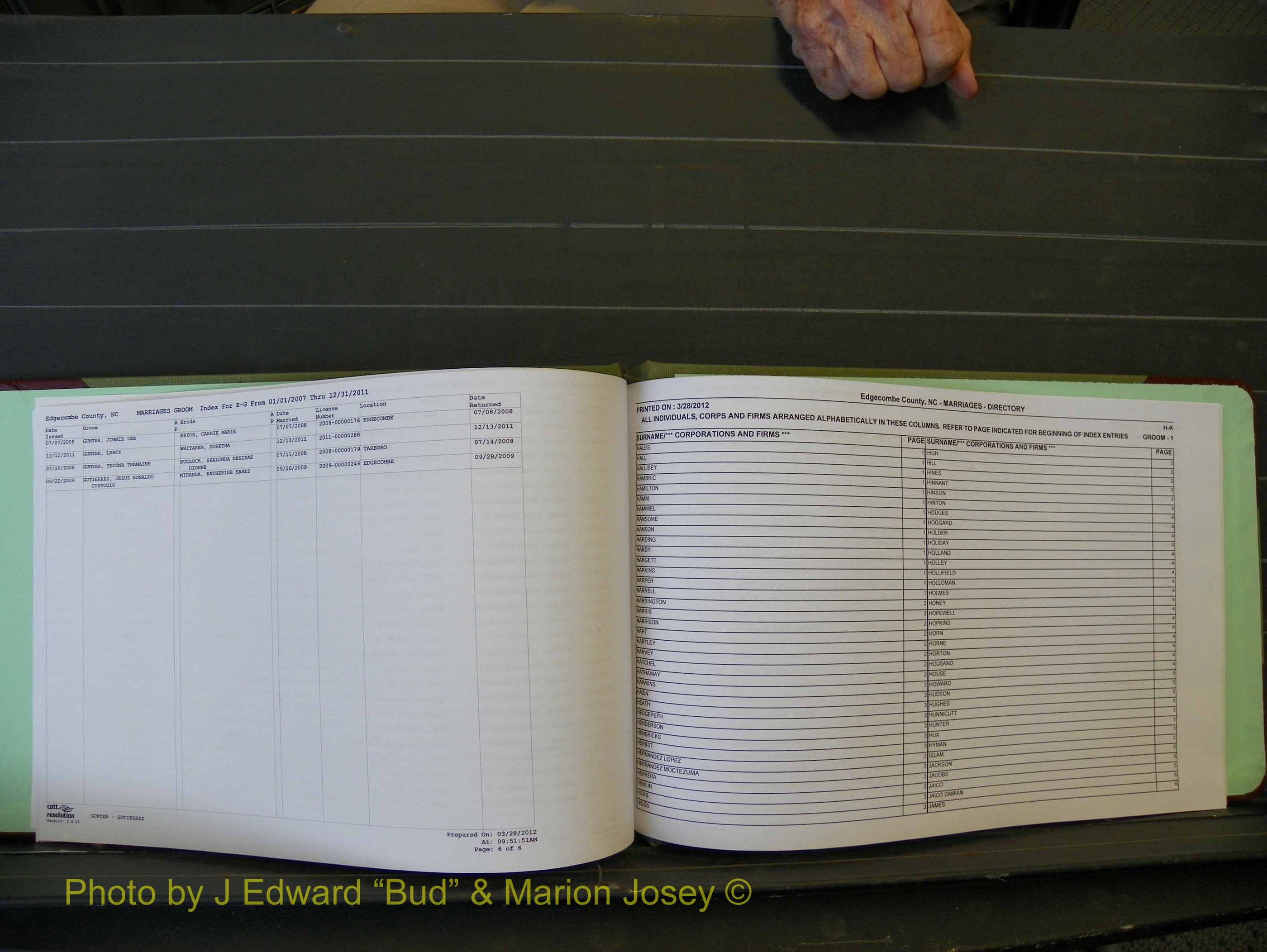 Edgecombe Marriages, A-Z, 2007+ (116).JPG