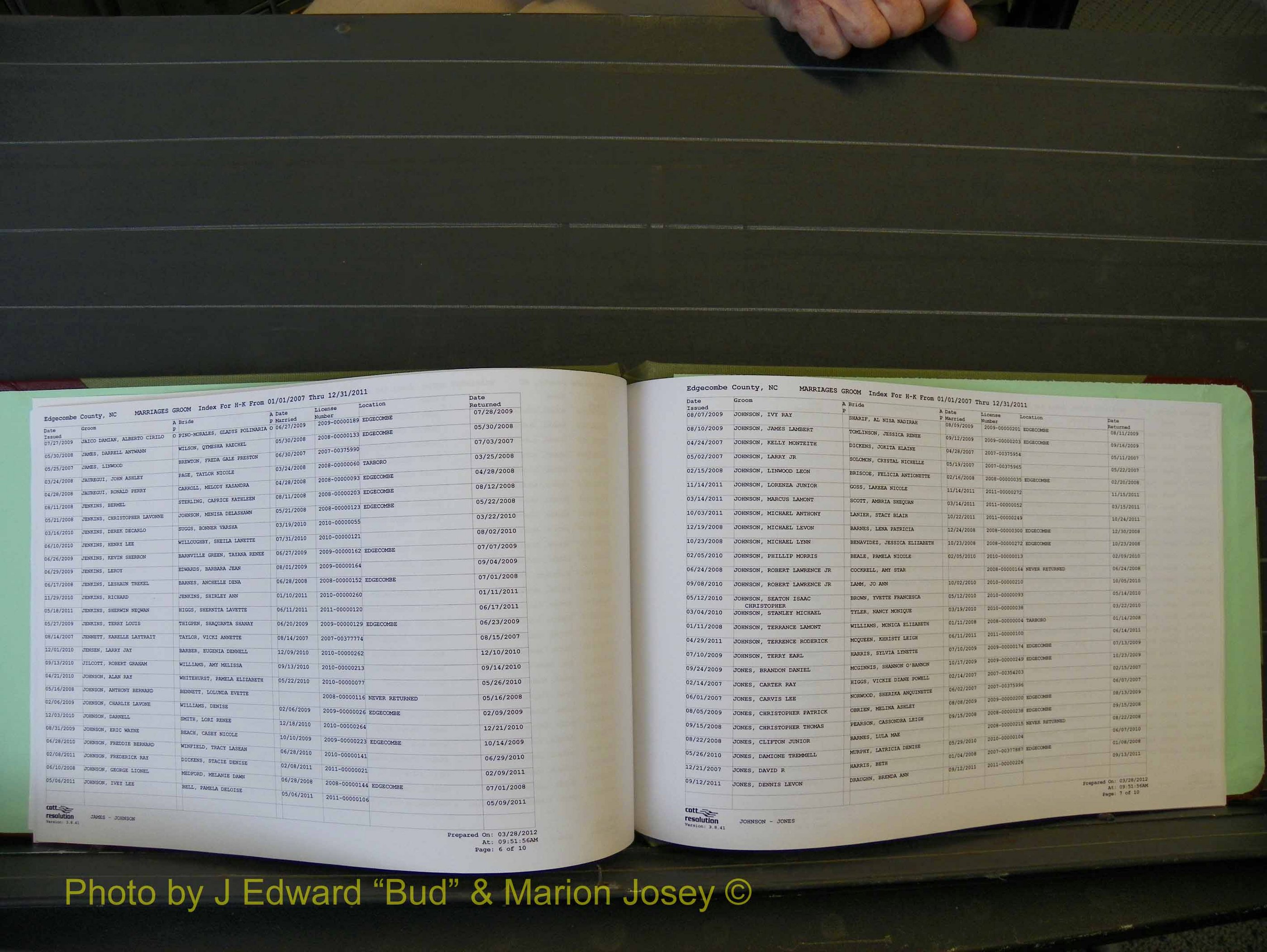 Edgecombe Marriages, A-Z, 2007+ (120).JPG