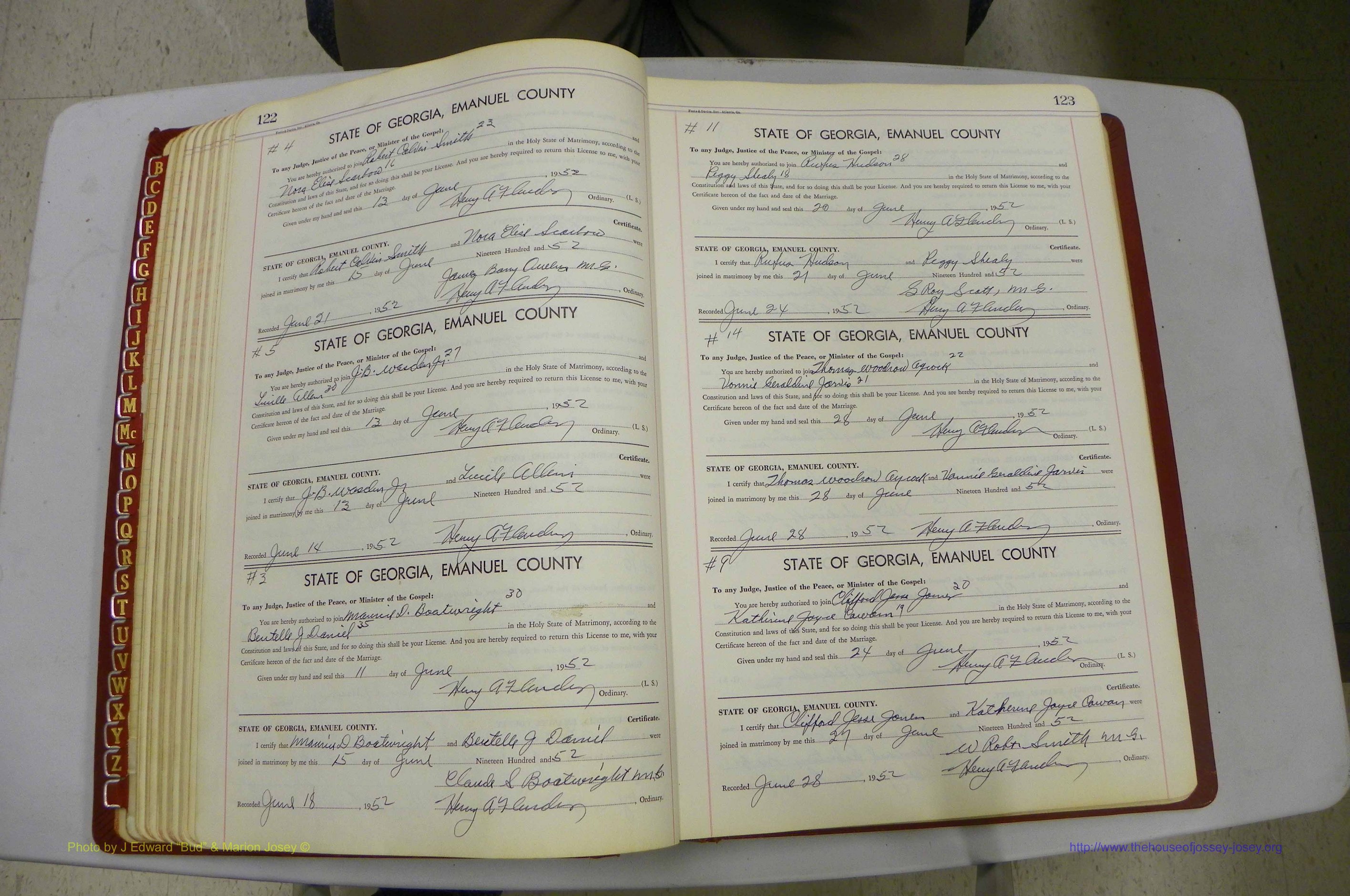 Emanuel Co, GA, Marriages Book K, 1949 - 1955, P 122-123.JPG
