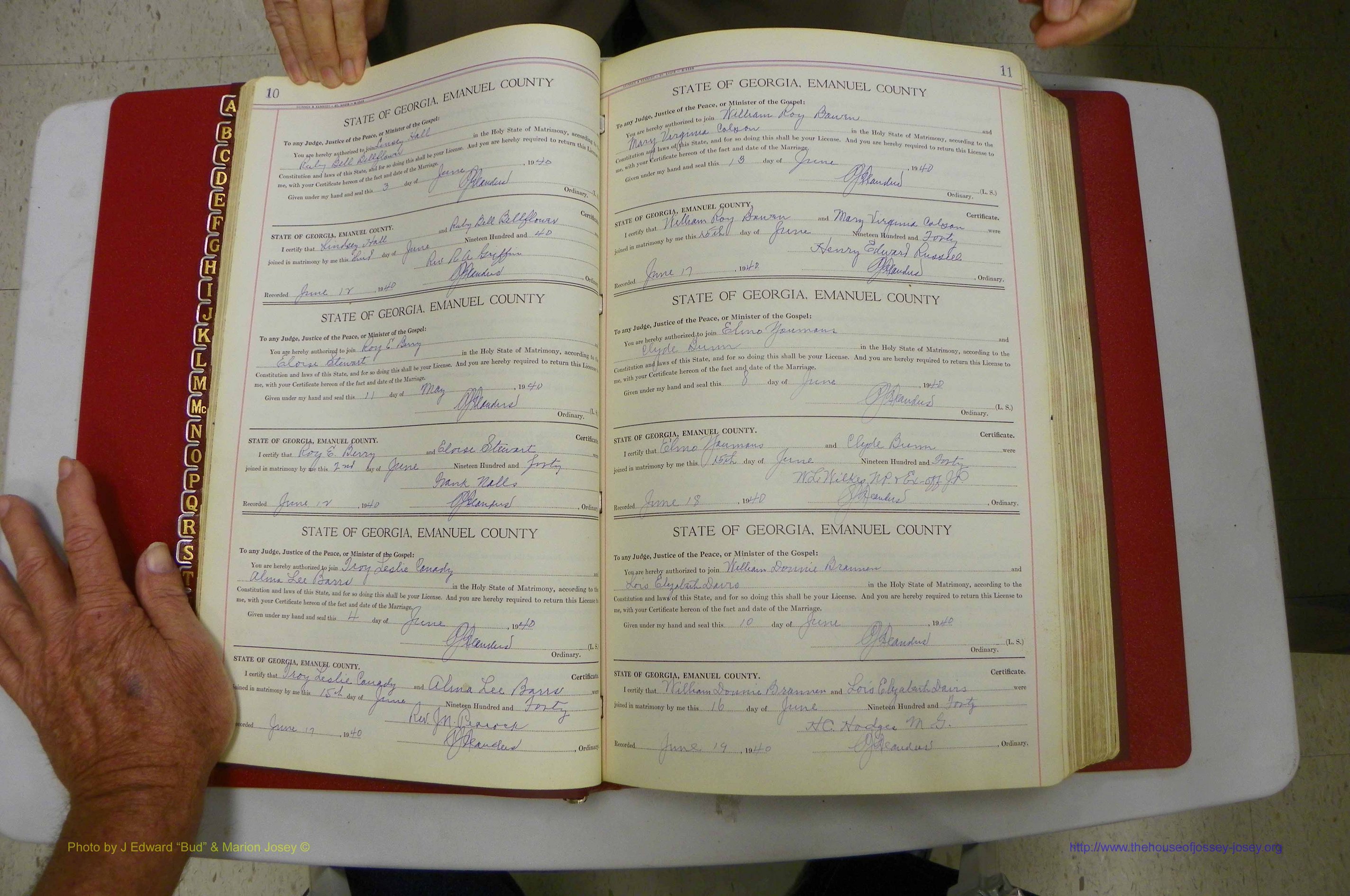 Emanuel Co, Ga, Marriages Book I, 1940 - 1949, White, P 010-011.JPG