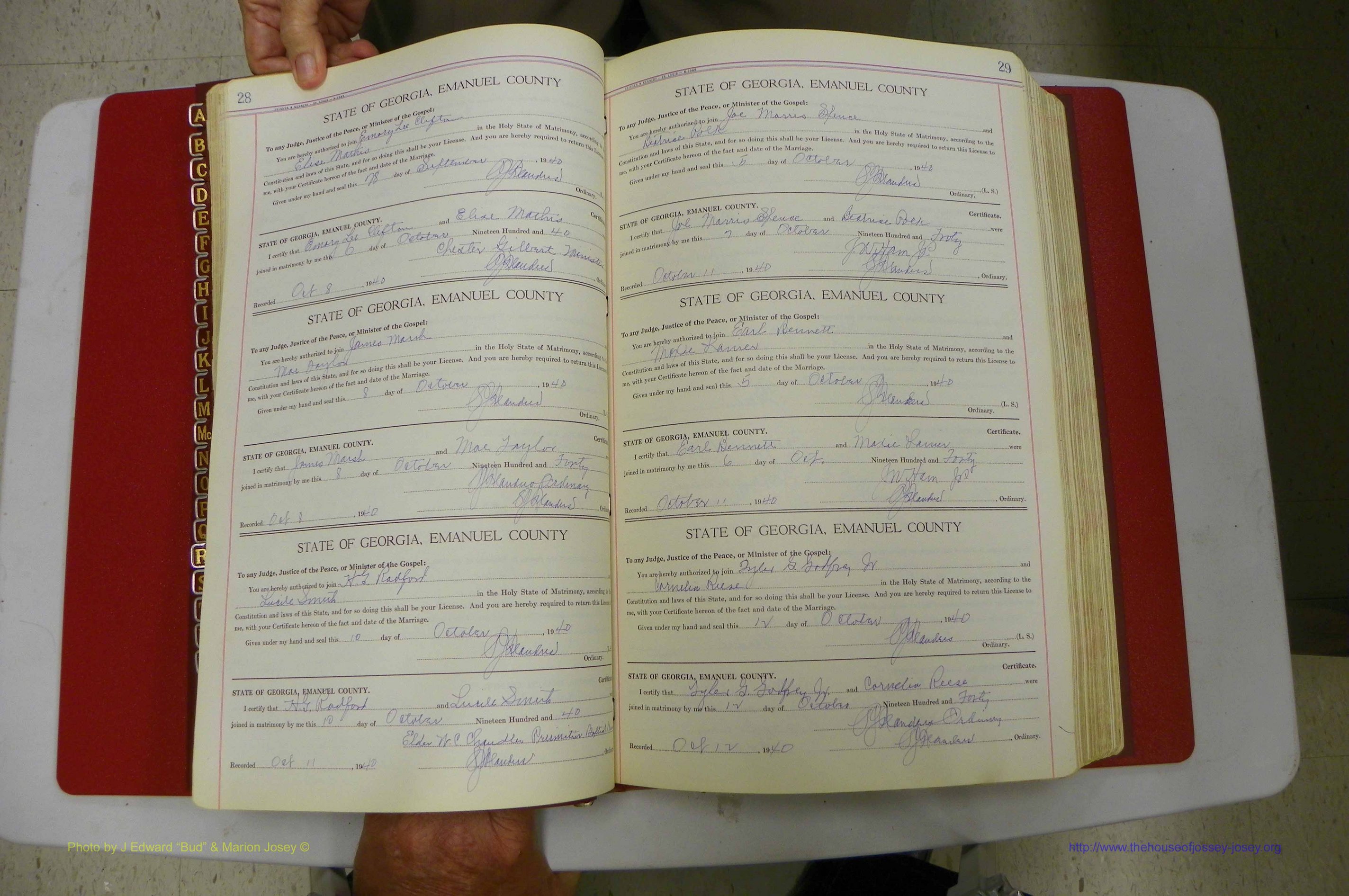 Emanuel Co, Ga, Marriages Book I, 1940 - 1949, White, P 028-029.JPG