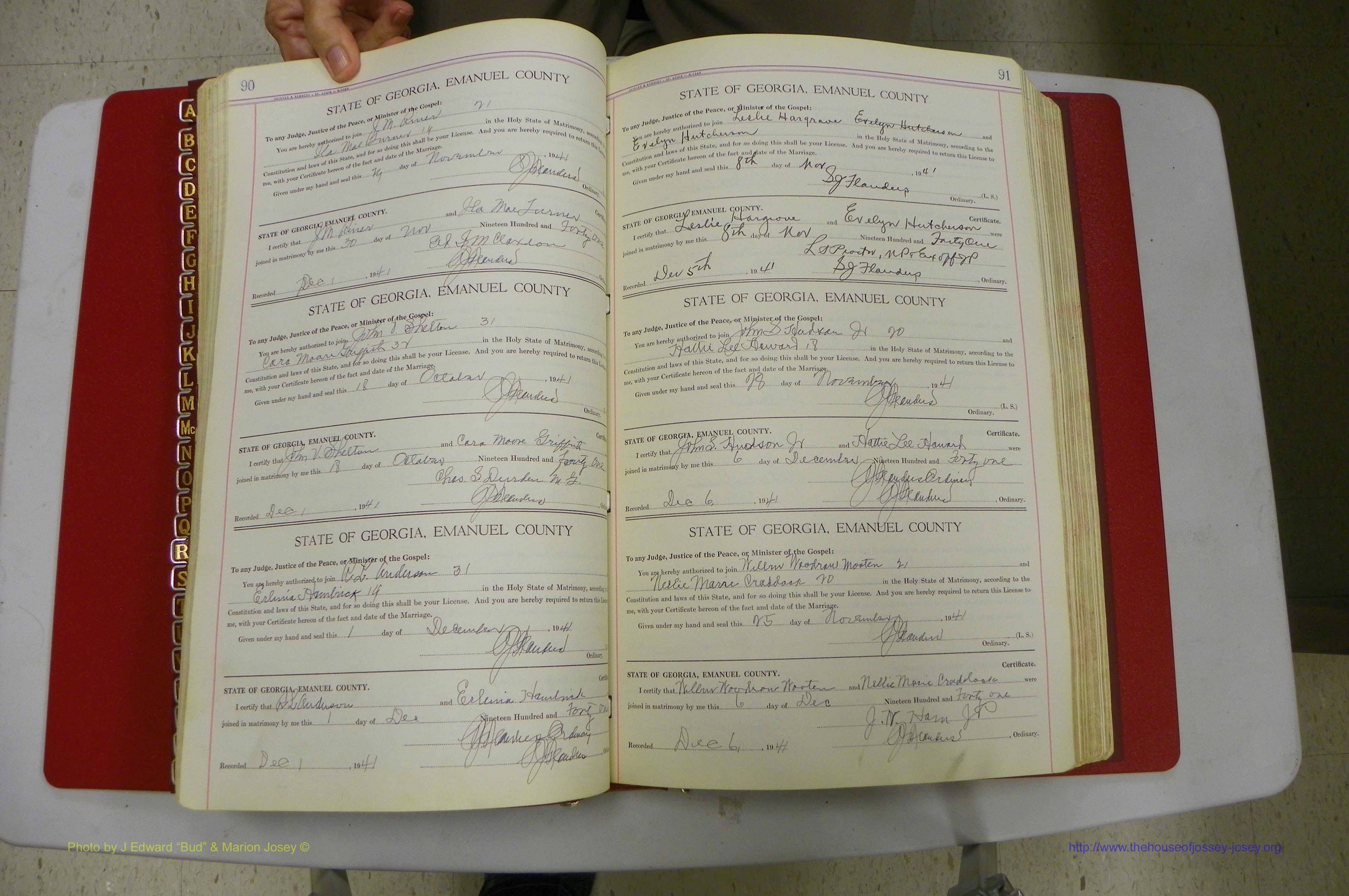 Emanuel Co, Ga, Marriages Book I, 1940 - 1949, White, P 090-091.JPG