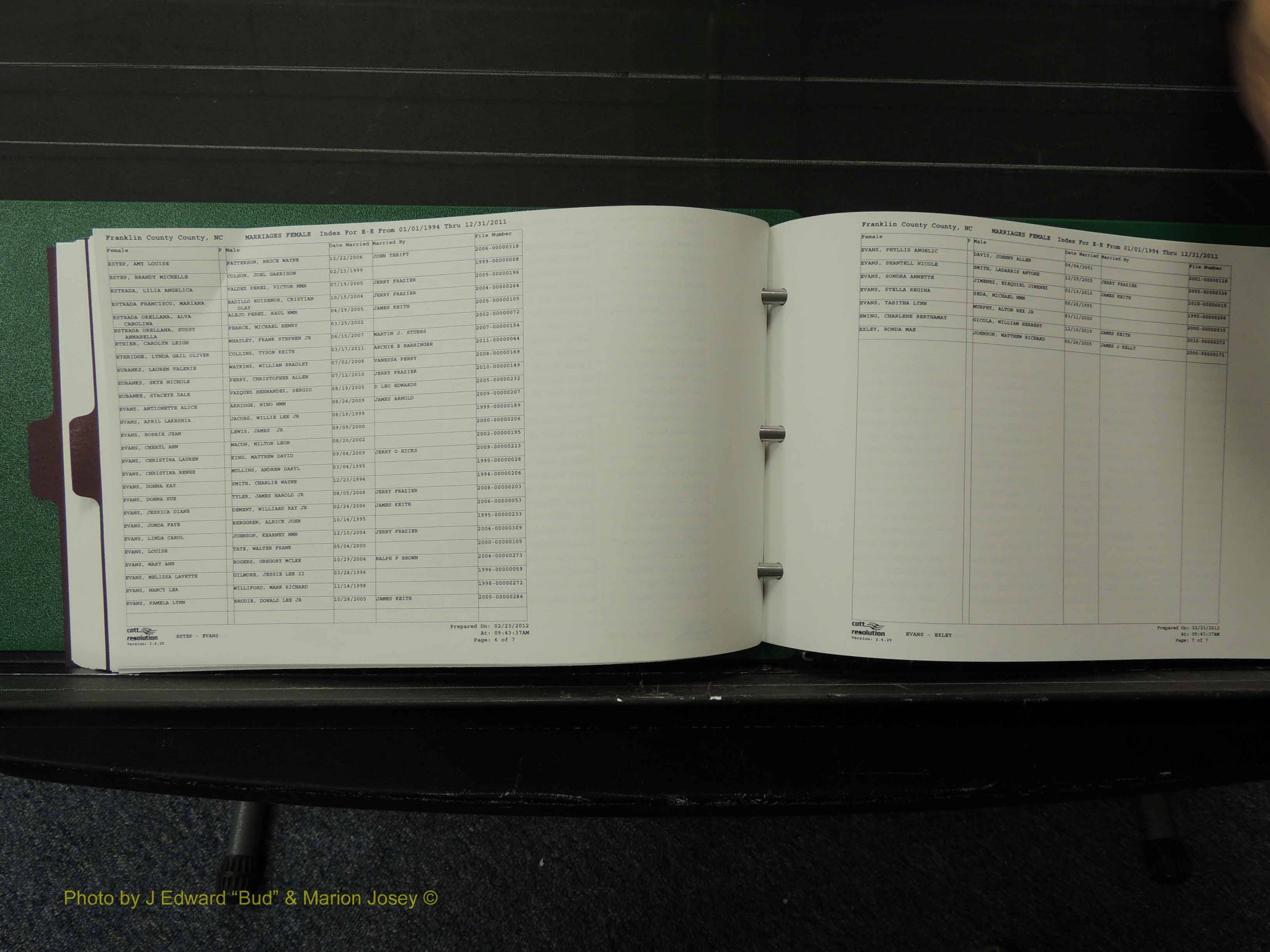 Franklin Co, NC, Marriages, Female Index, A-Z, 1994-2011 (135).JPG