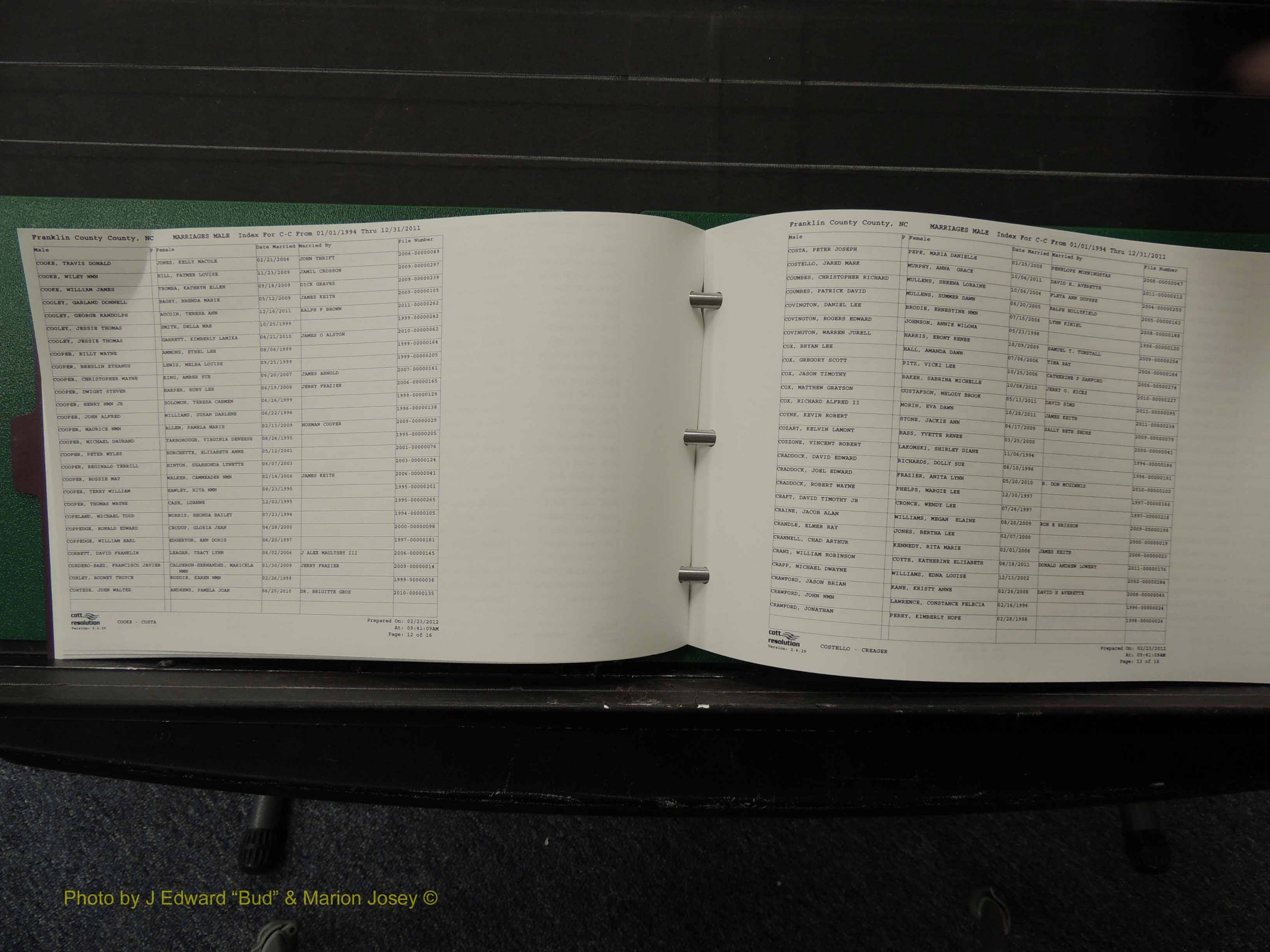 Franklin Co, NC, Marriages, Male Index, A-Z, 1994-2011 (123).JPG