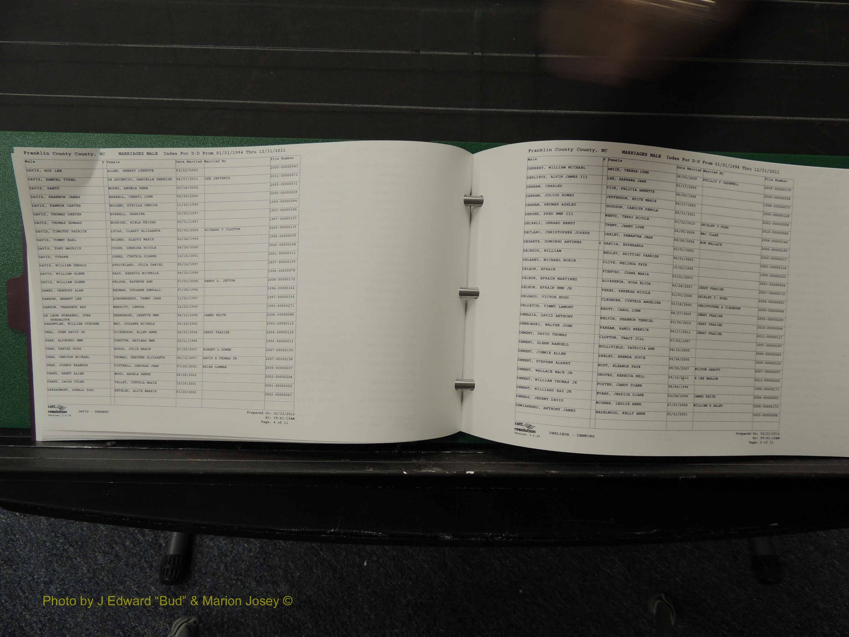 Franklin Co, NC, Marriages, Male Index, A-Z, 1994-2011 (127).JPG