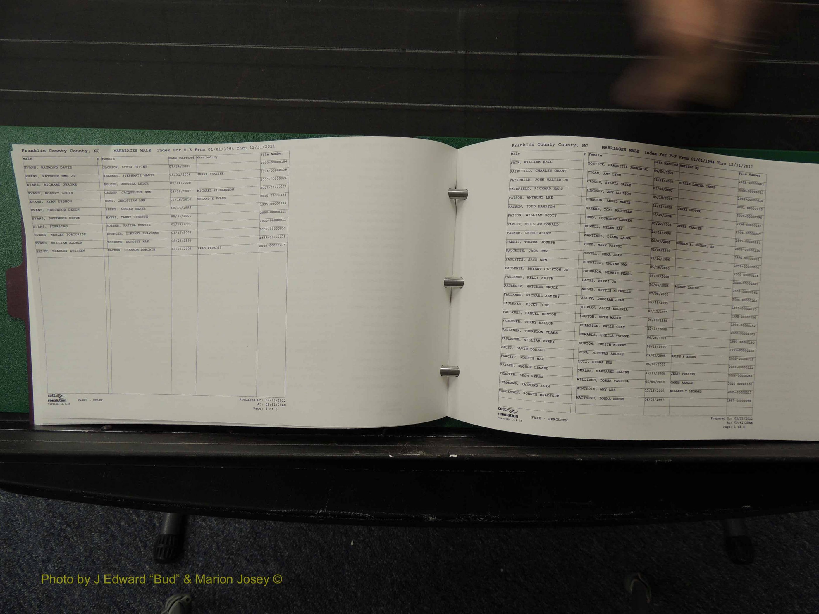 Franklin Co, NC, Marriages, Male Index, A-Z, 1994-2011 (134).JPG