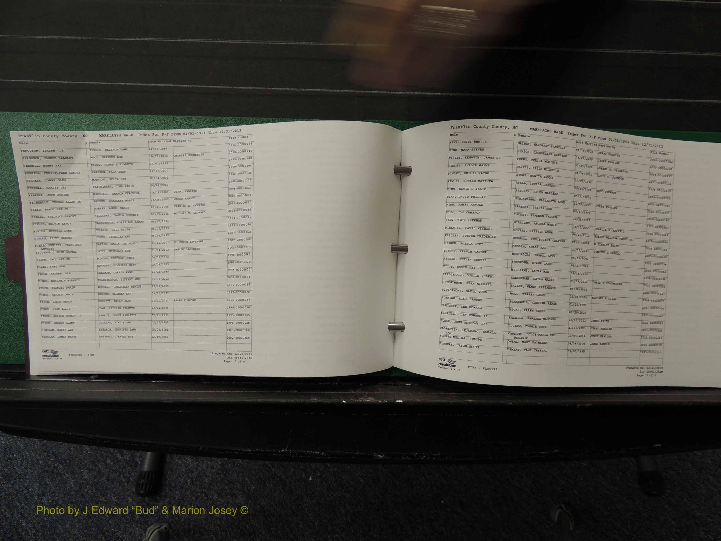 Franklin Co, NC, Marriages, Male Index, A-Z, 1994-2011 (135).JPG