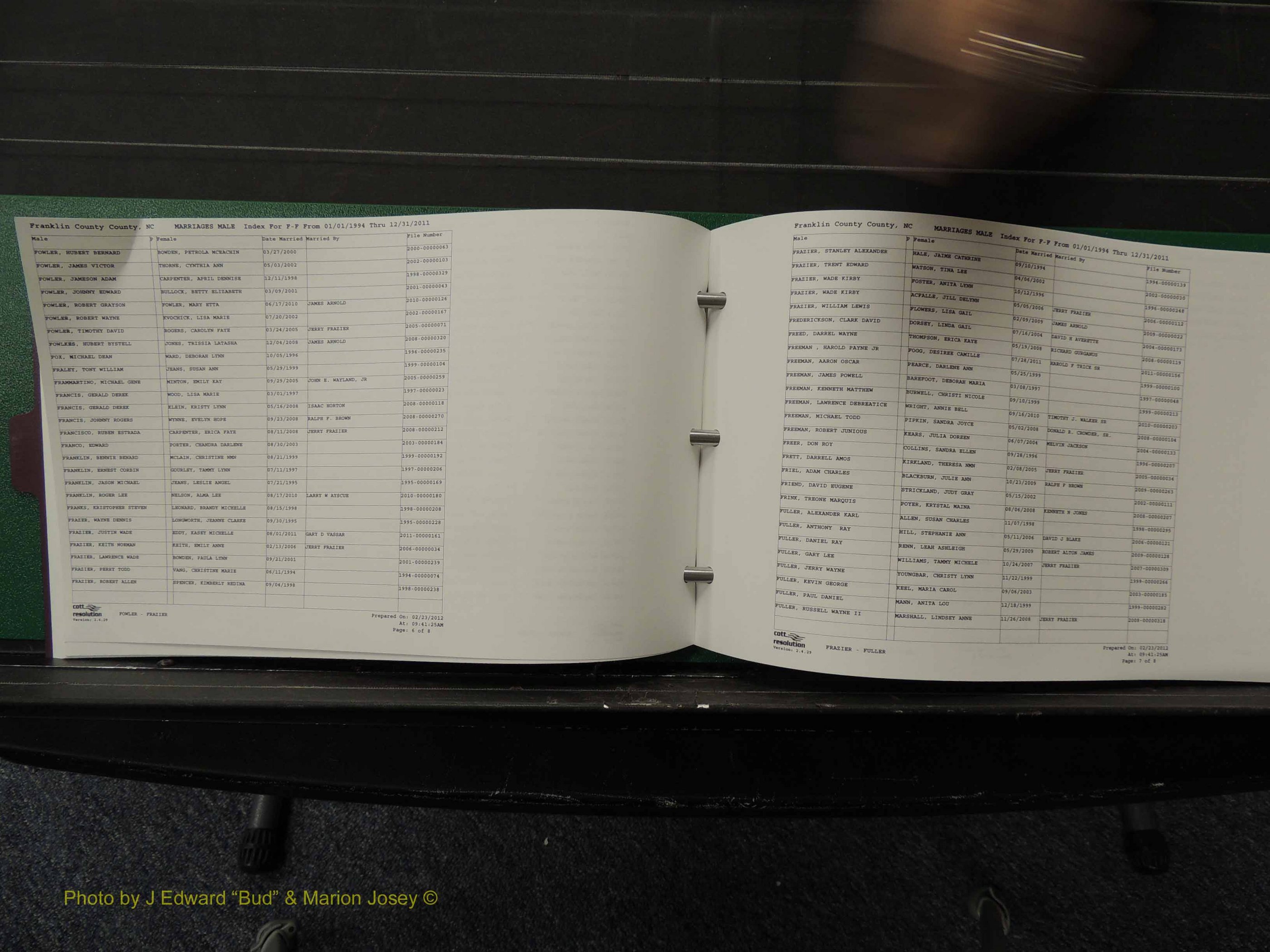 Franklin Co, NC, Marriages, Male Index, A-Z, 1994-2011 (137).JPG