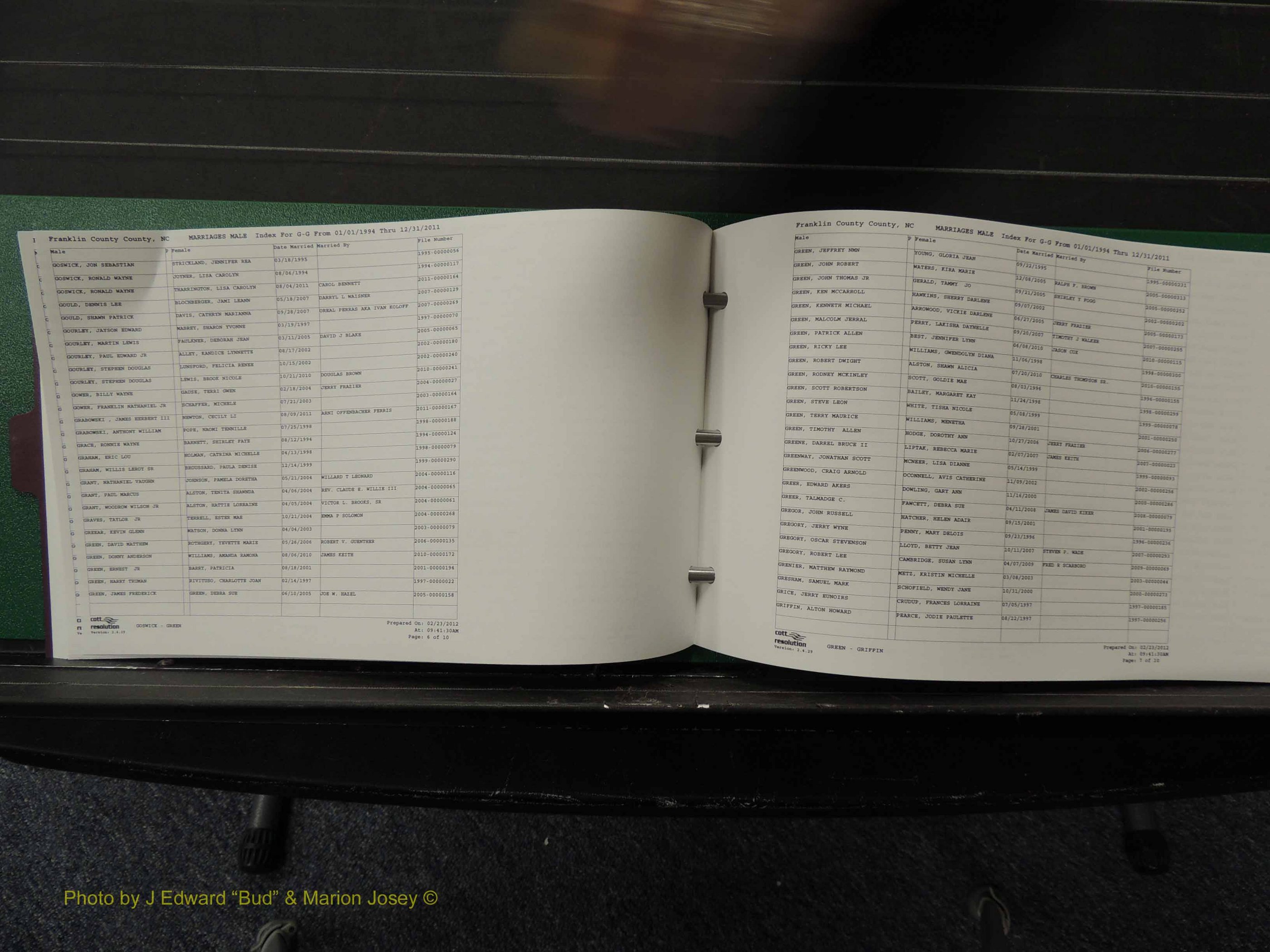 Franklin Co, NC, Marriages, Male Index, A-Z, 1994-2011 (141).JPG