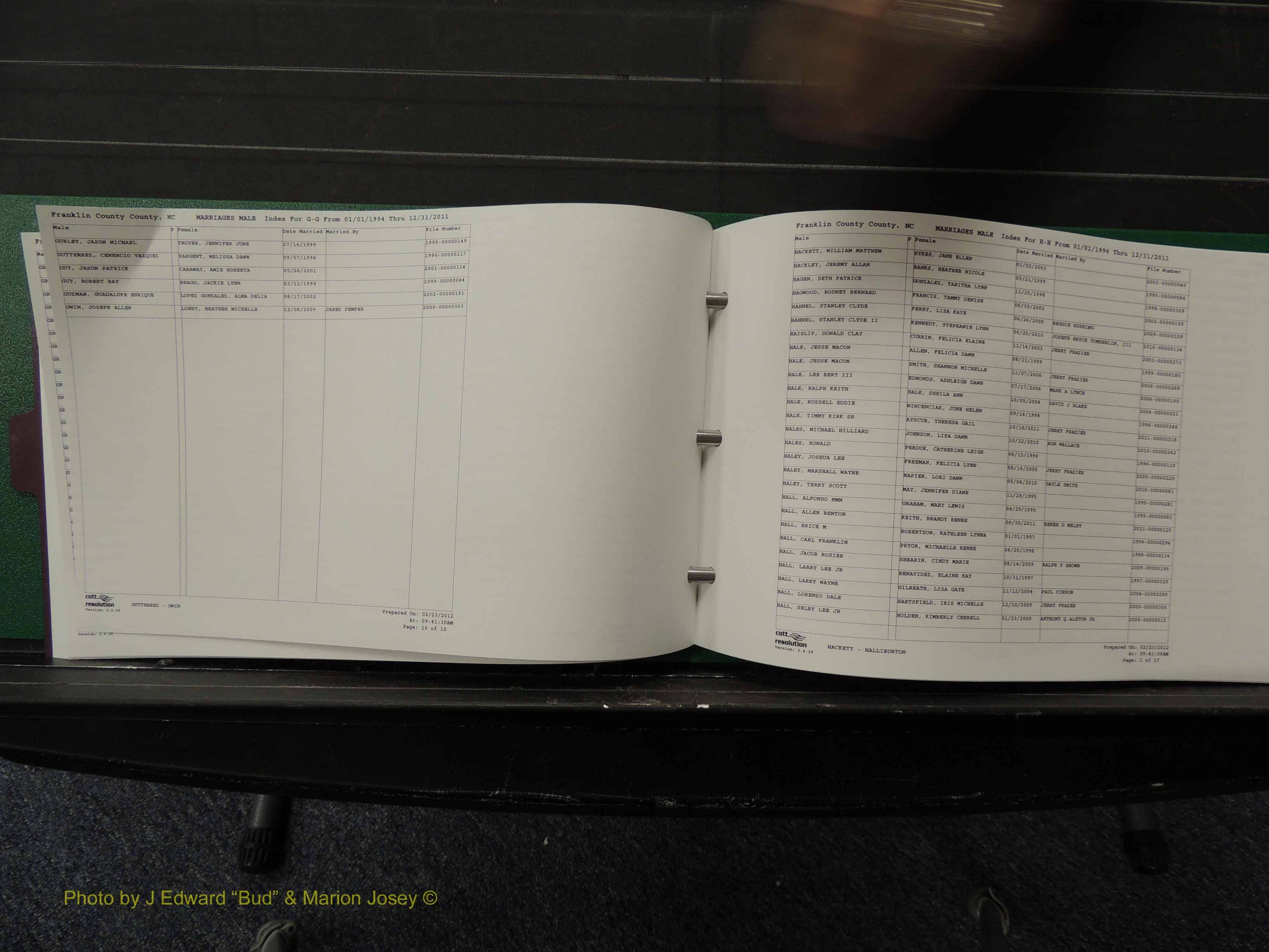 Franklin Co, NC, Marriages, Male Index, A-Z, 1994-2011 (143).JPG