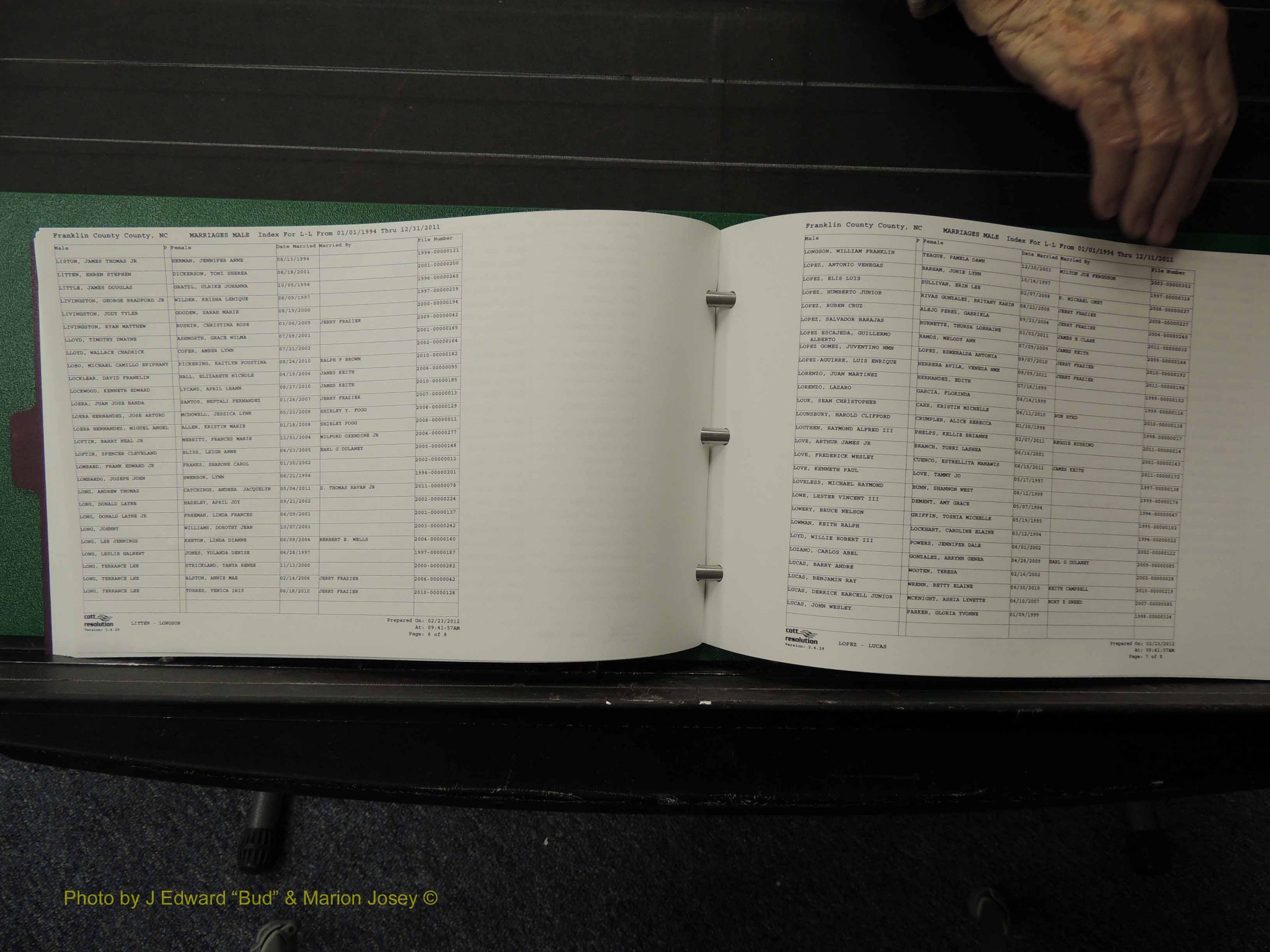 Franklin Co, NC, Marriages, Male Index, A-Z, 1994-2011 (164).JPG