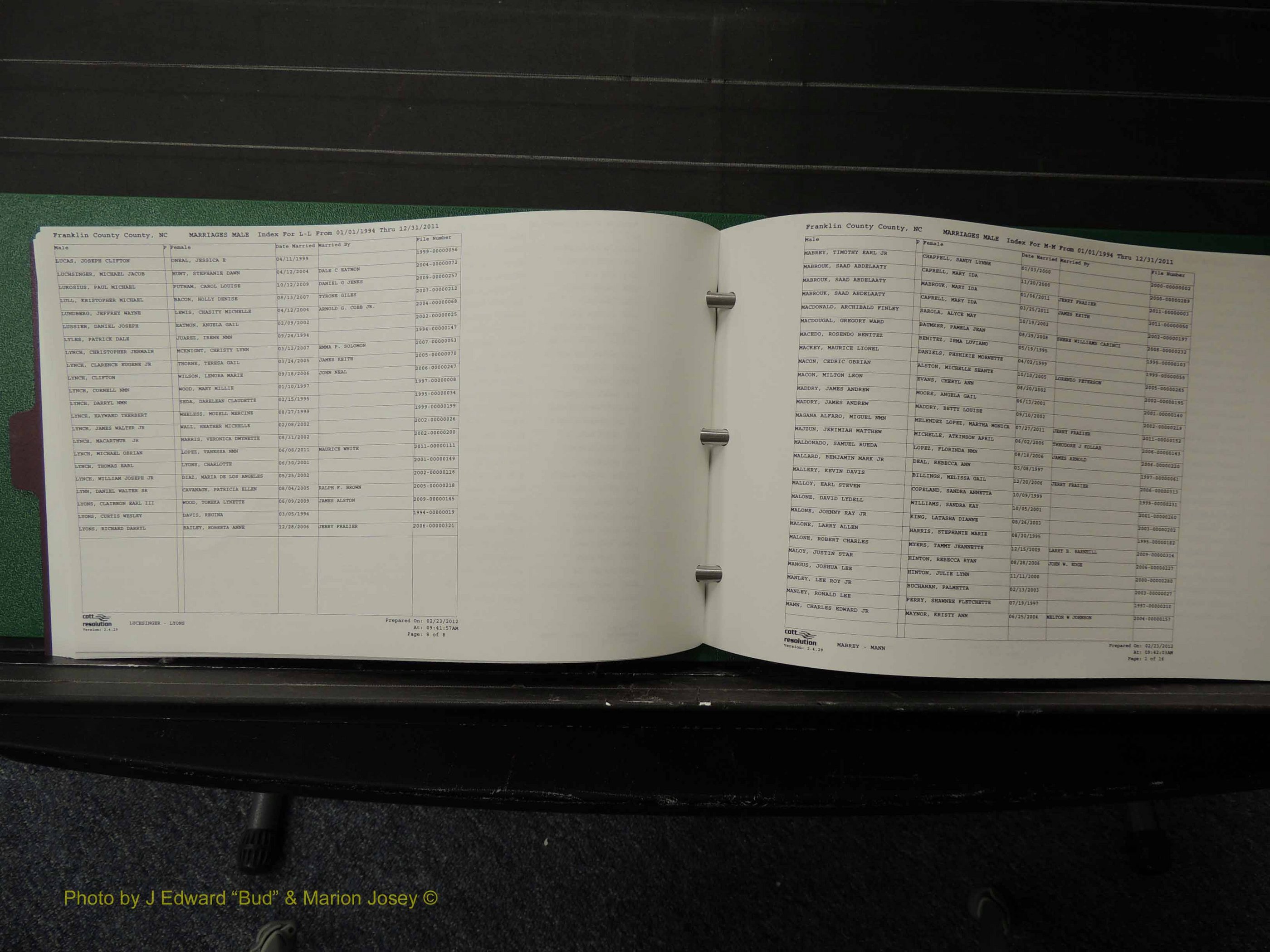 Franklin Co, NC, Marriages, Male Index, A-Z, 1994-2011 (165).JPG
