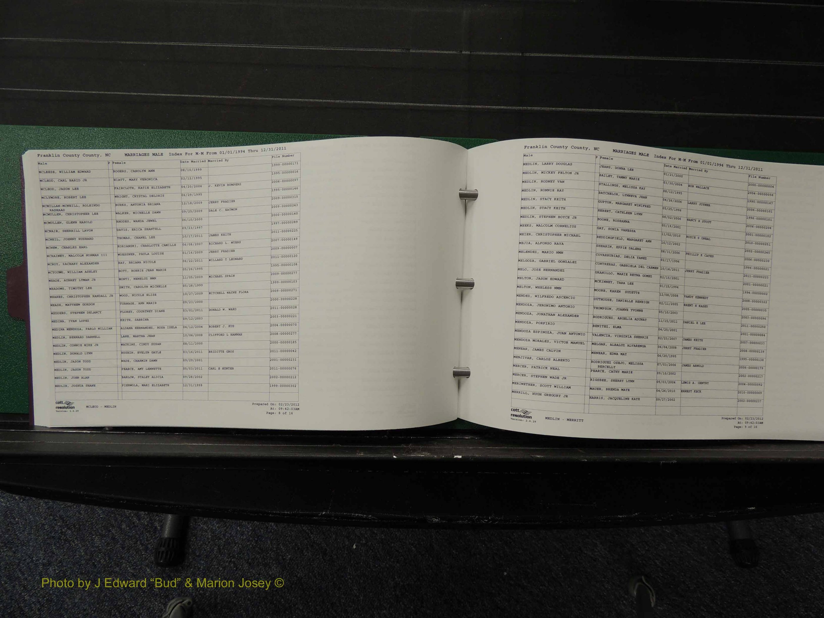 Franklin Co, NC, Marriages, Male Index, A-Z, 1994-2011 (169).JPG