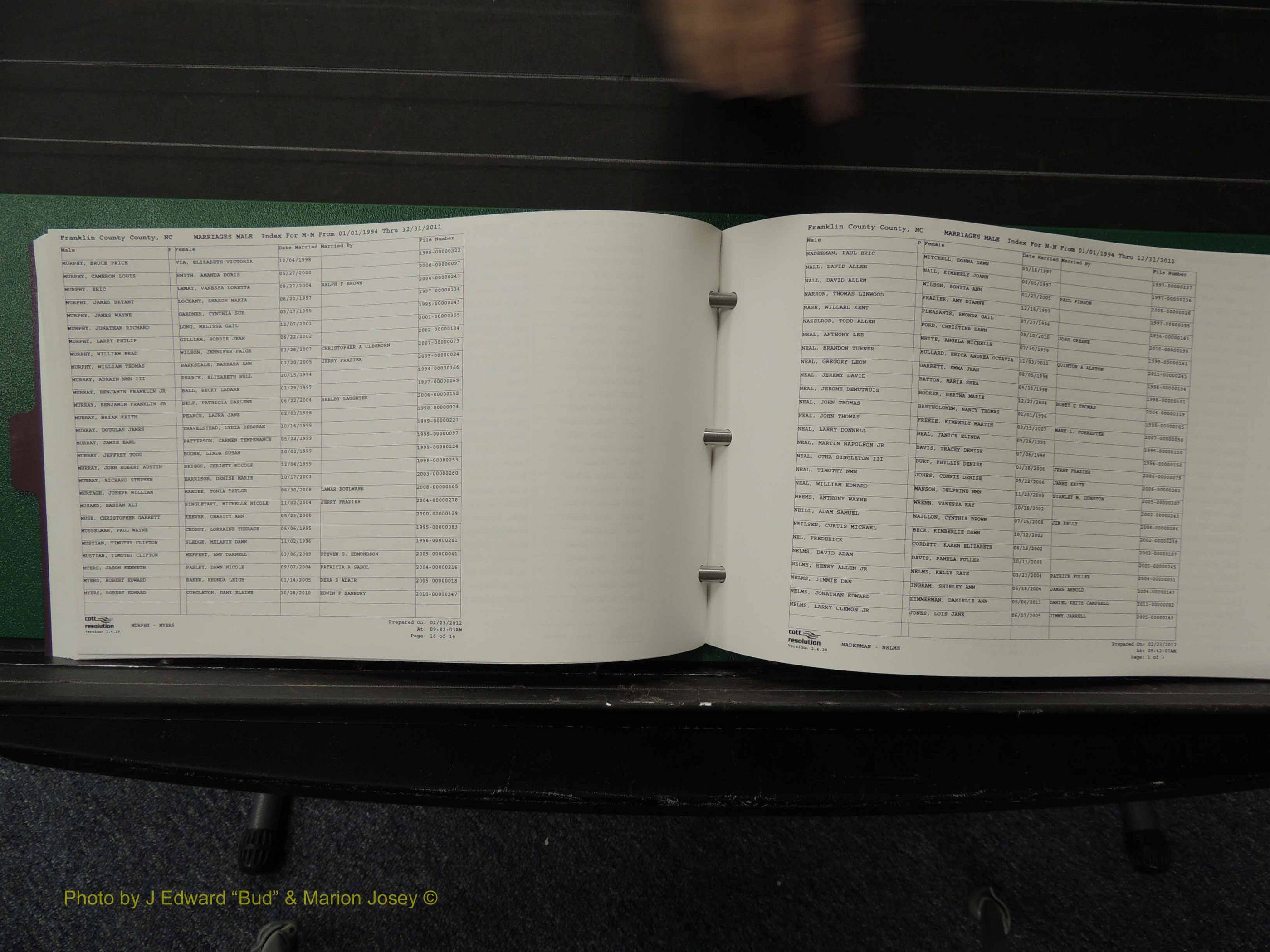 Franklin Co, NC, Marriages, Male Index, A-Z, 1994-2011 (173).JPG