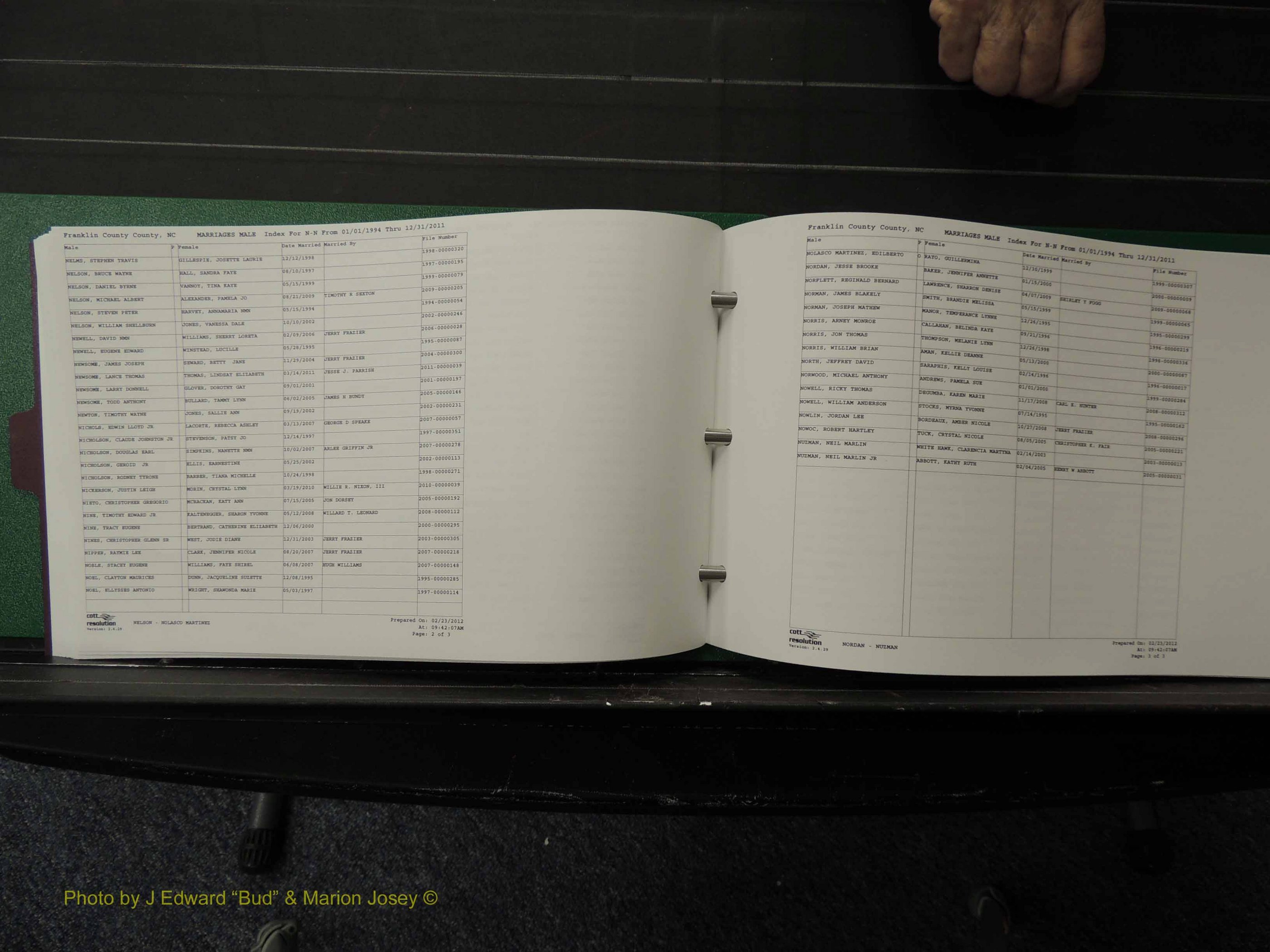 Franklin Co, NC, Marriages, Male Index, A-Z, 1994-2011 (174).JPG