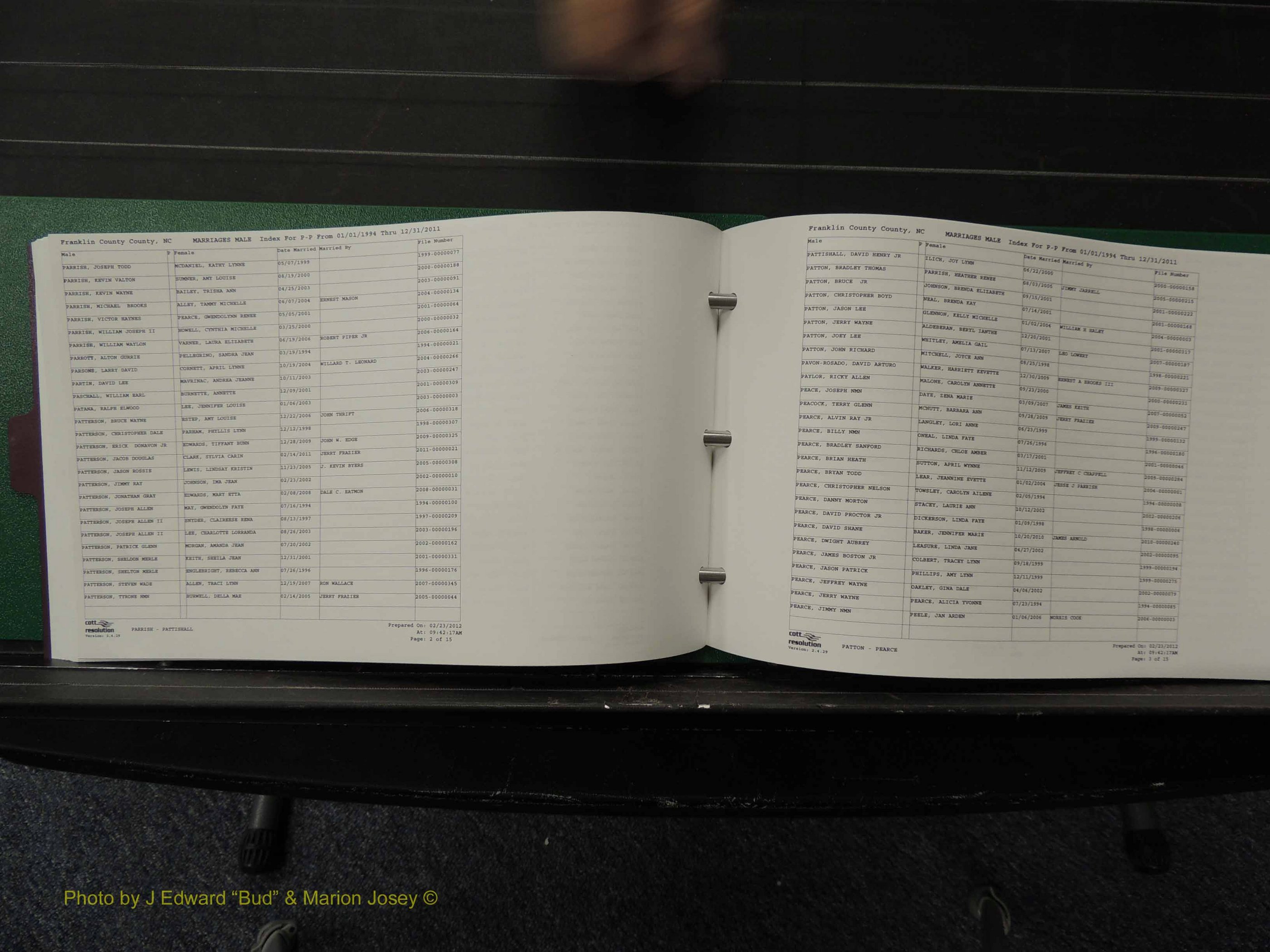Franklin Co, NC, Marriages, Male Index, A-Z, 1994-2011 (178).JPG