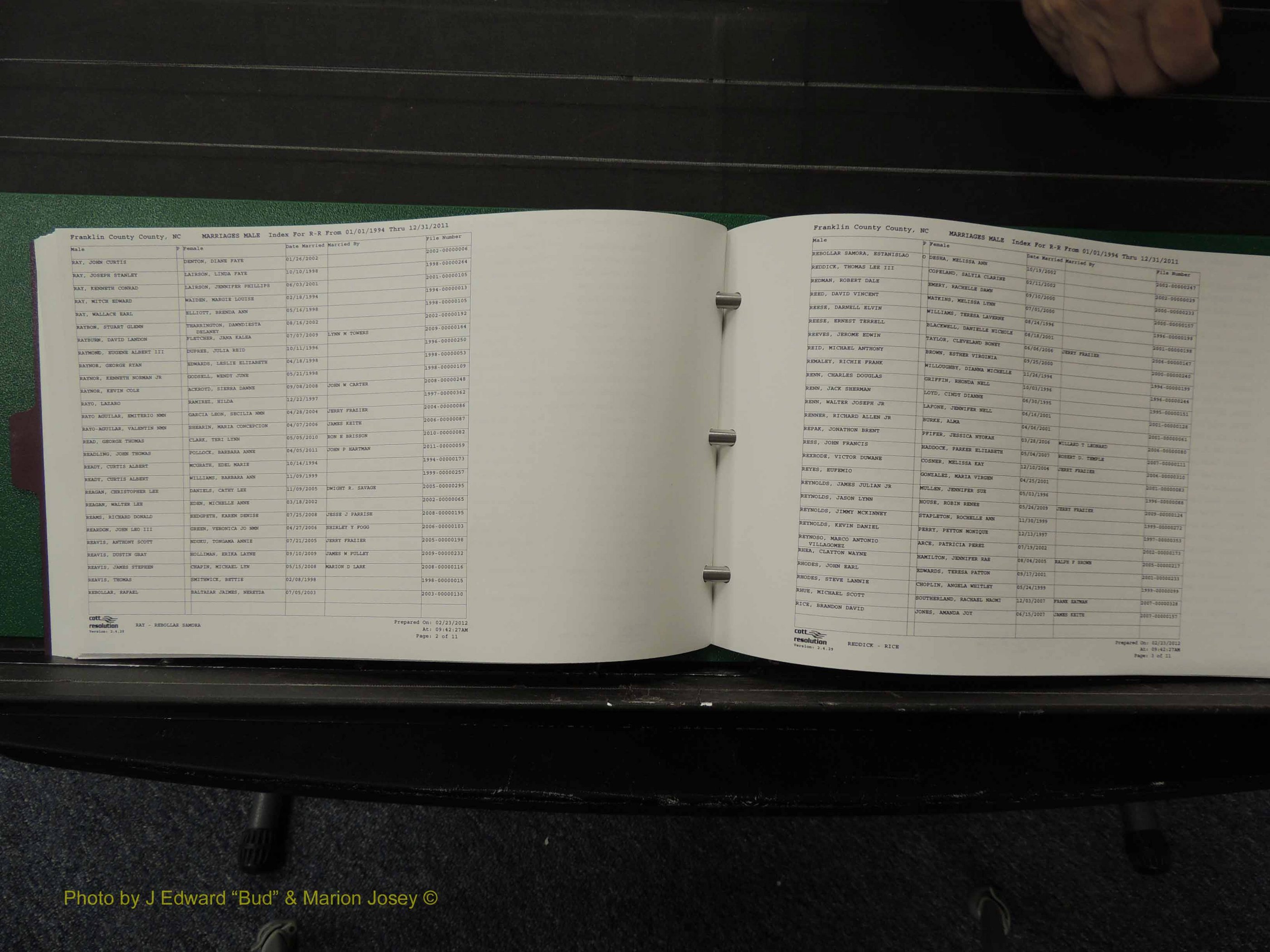 Franklin Co, NC, Marriages, Male Index, A-Z, 1994-2011 (188).JPG