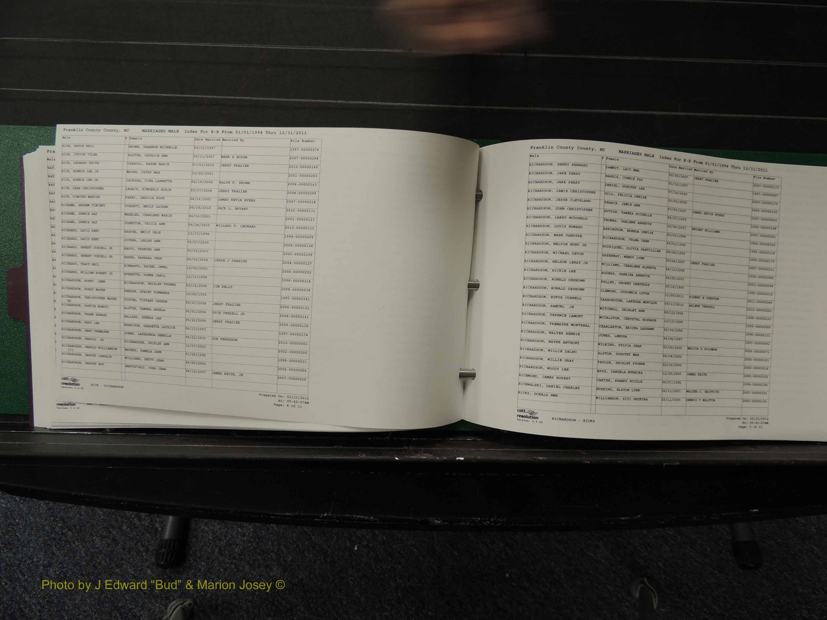 Franklin Co, NC, Marriages, Male Index, A-Z, 1994-2011 (189).JPG