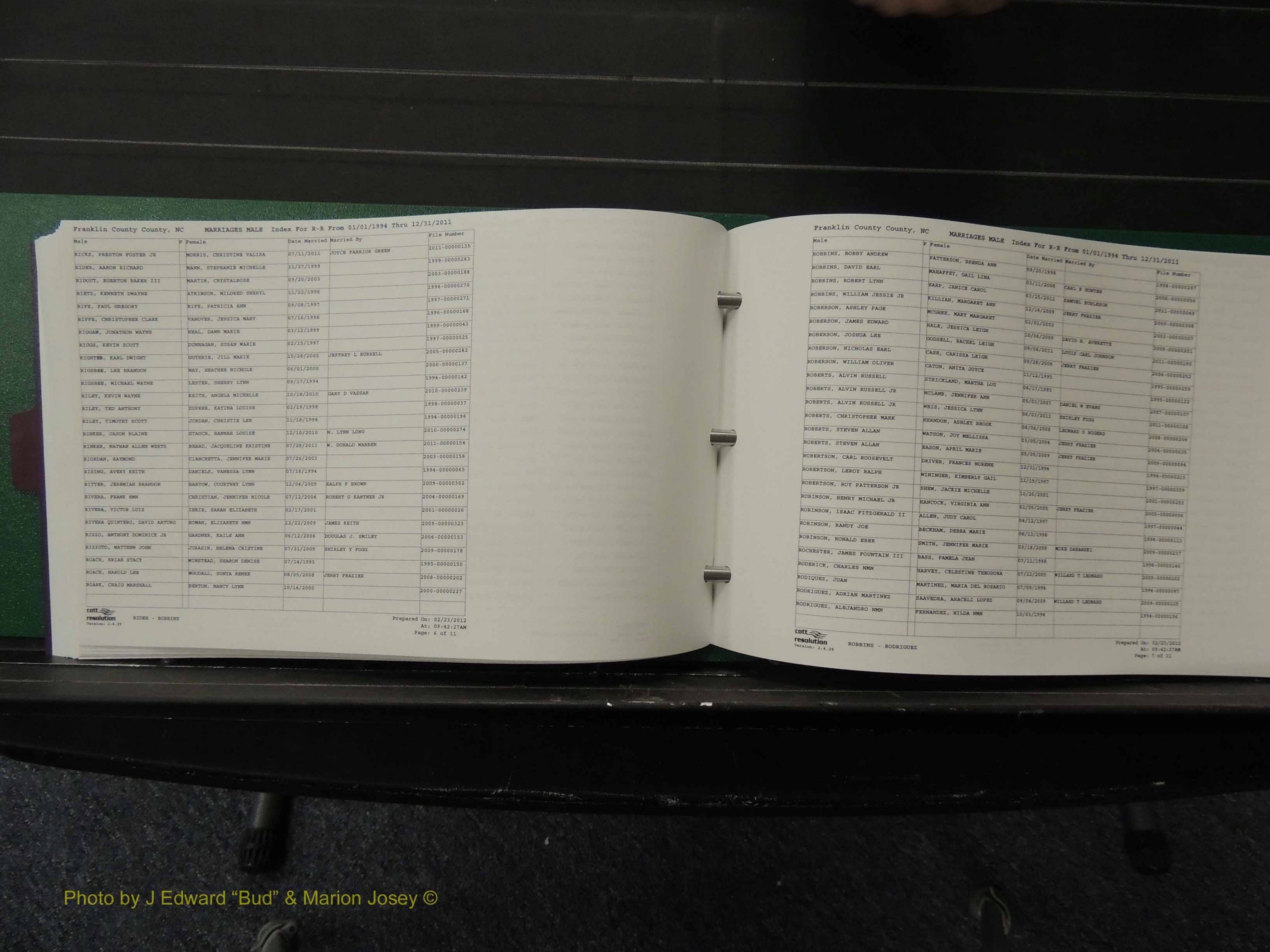 Franklin Co, NC, Marriages, Male Index, A-Z, 1994-2011 (190).JPG
