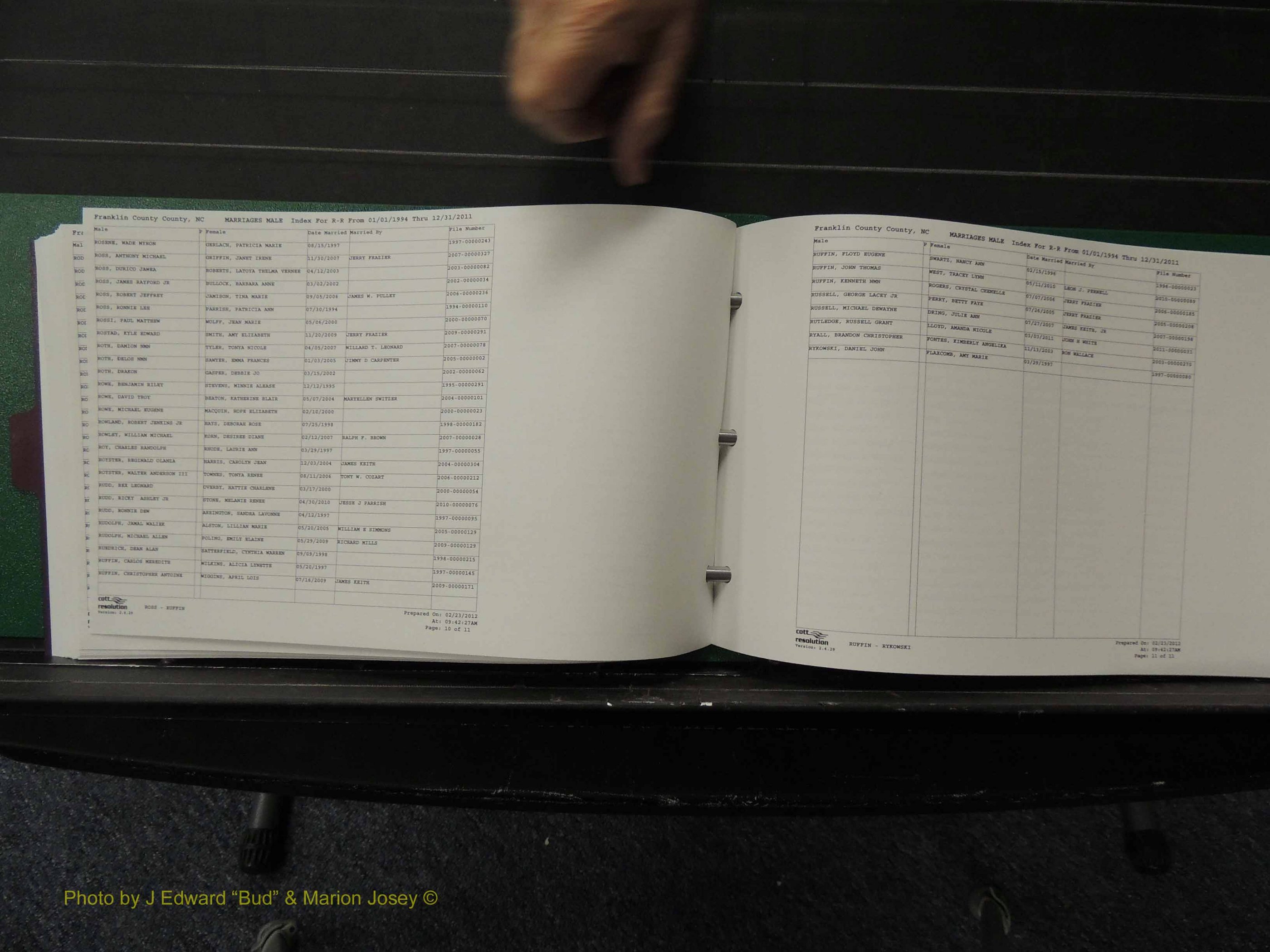 Franklin Co, NC, Marriages, Male Index, A-Z, 1994-2011 (192).JPG
