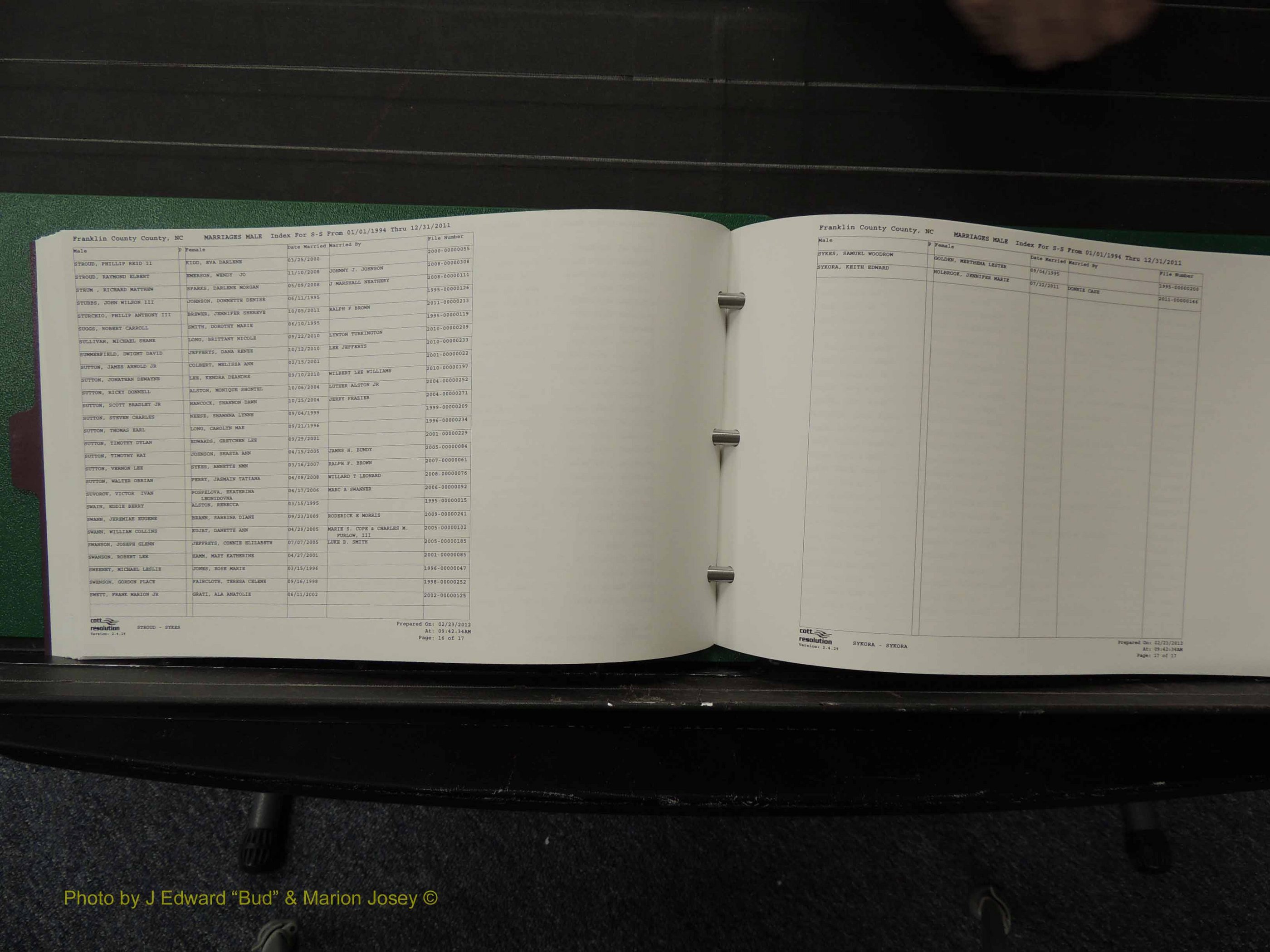 Franklin Co, NC, Marriages, Male Index, A-Z, 1994-2011 (201).JPG