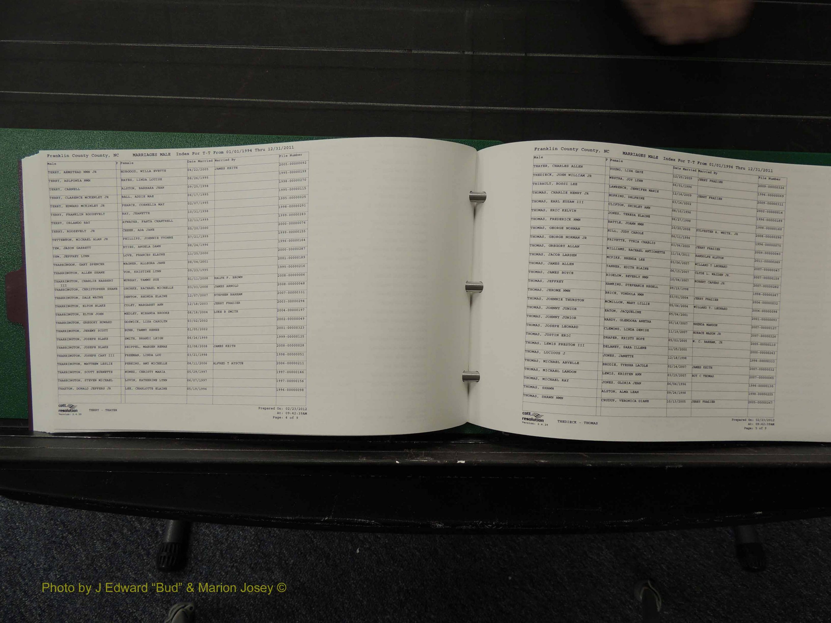 Franklin Co, NC, Marriages, Male Index, A-Z, 1994-2011 (204).JPG