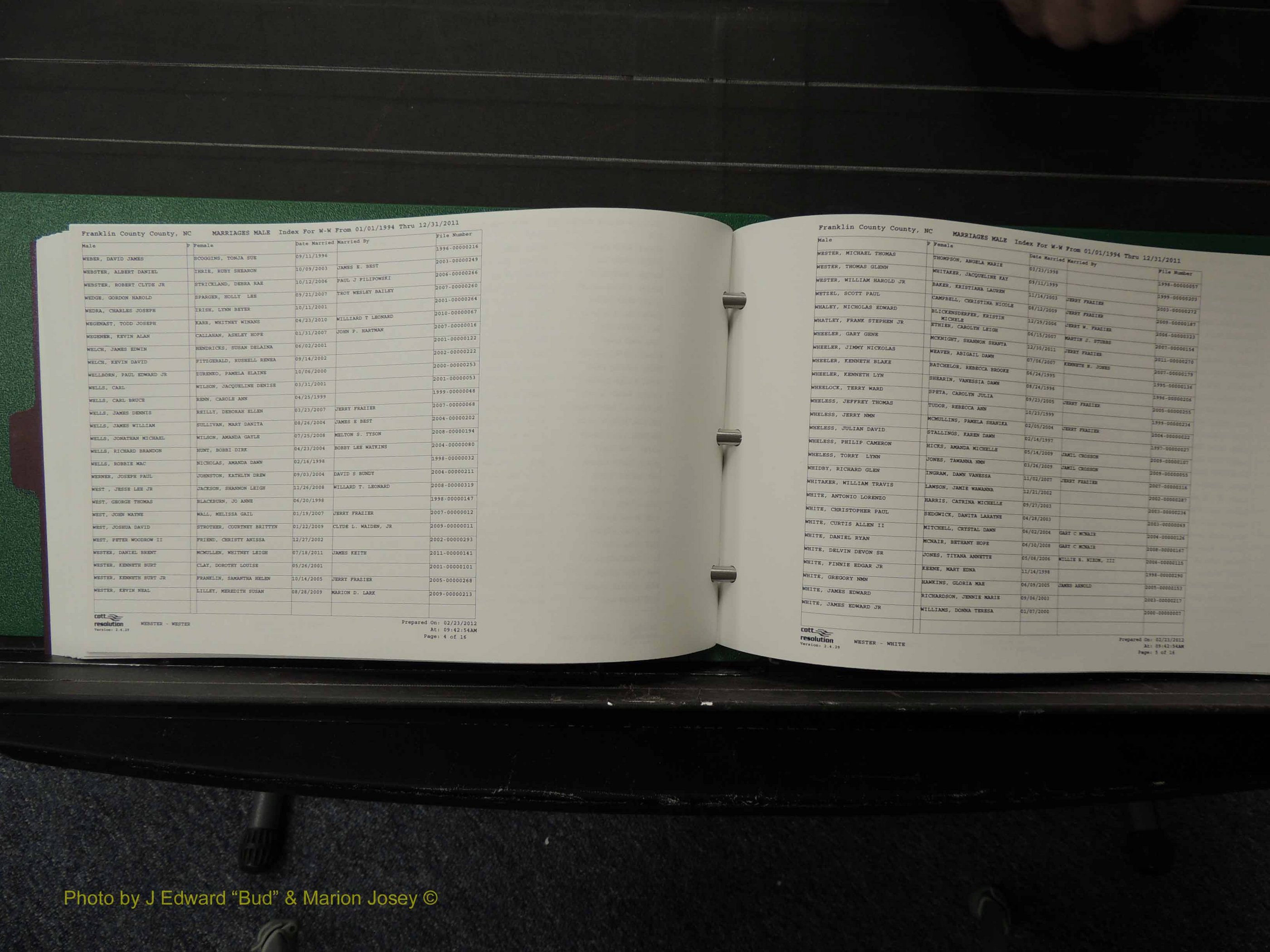 Franklin Co, NC, Marriages, Male Index, A-Z, 1994-2011 (211).JPG