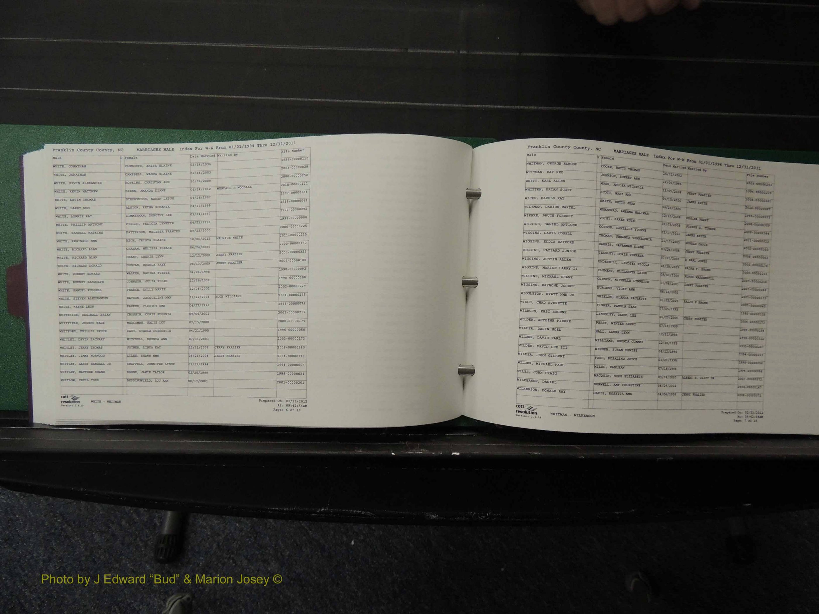Franklin Co, NC, Marriages, Male Index, A-Z, 1994-2011 (212).JPG