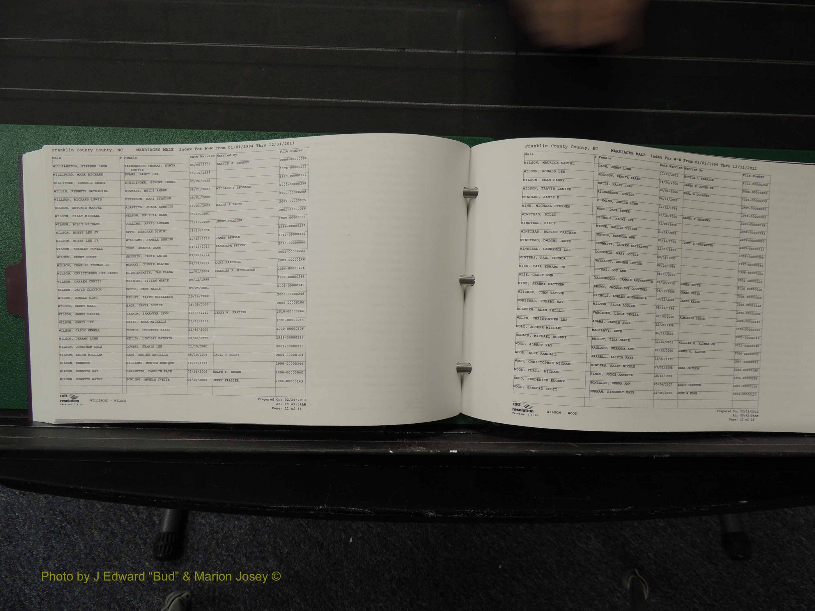 Franklin Co, NC, Marriages, Male Index, A-Z, 1994-2011 (215).JPG