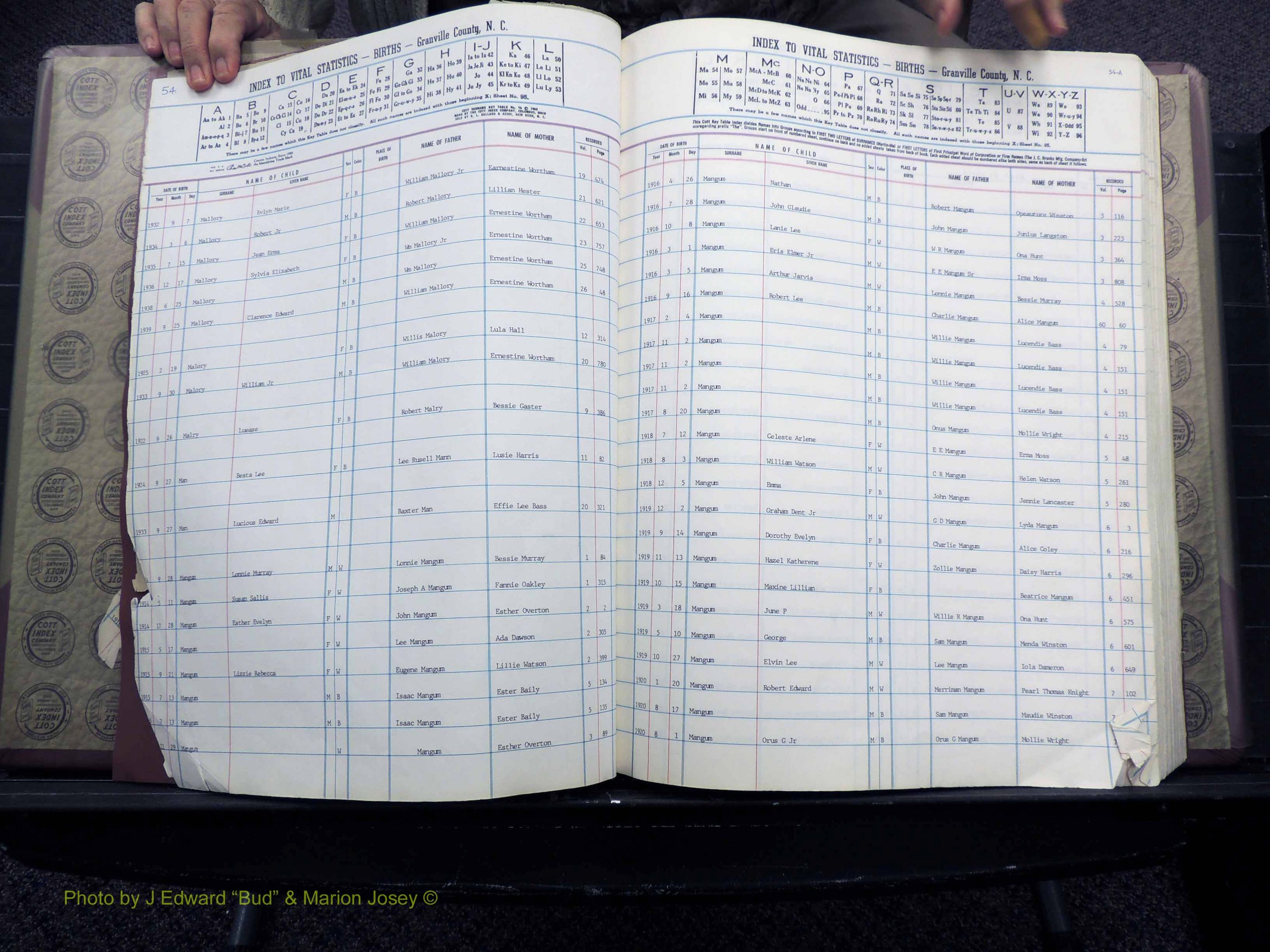Granville Co, NC, Births, M-Z, 1913-1940 (102).JPG