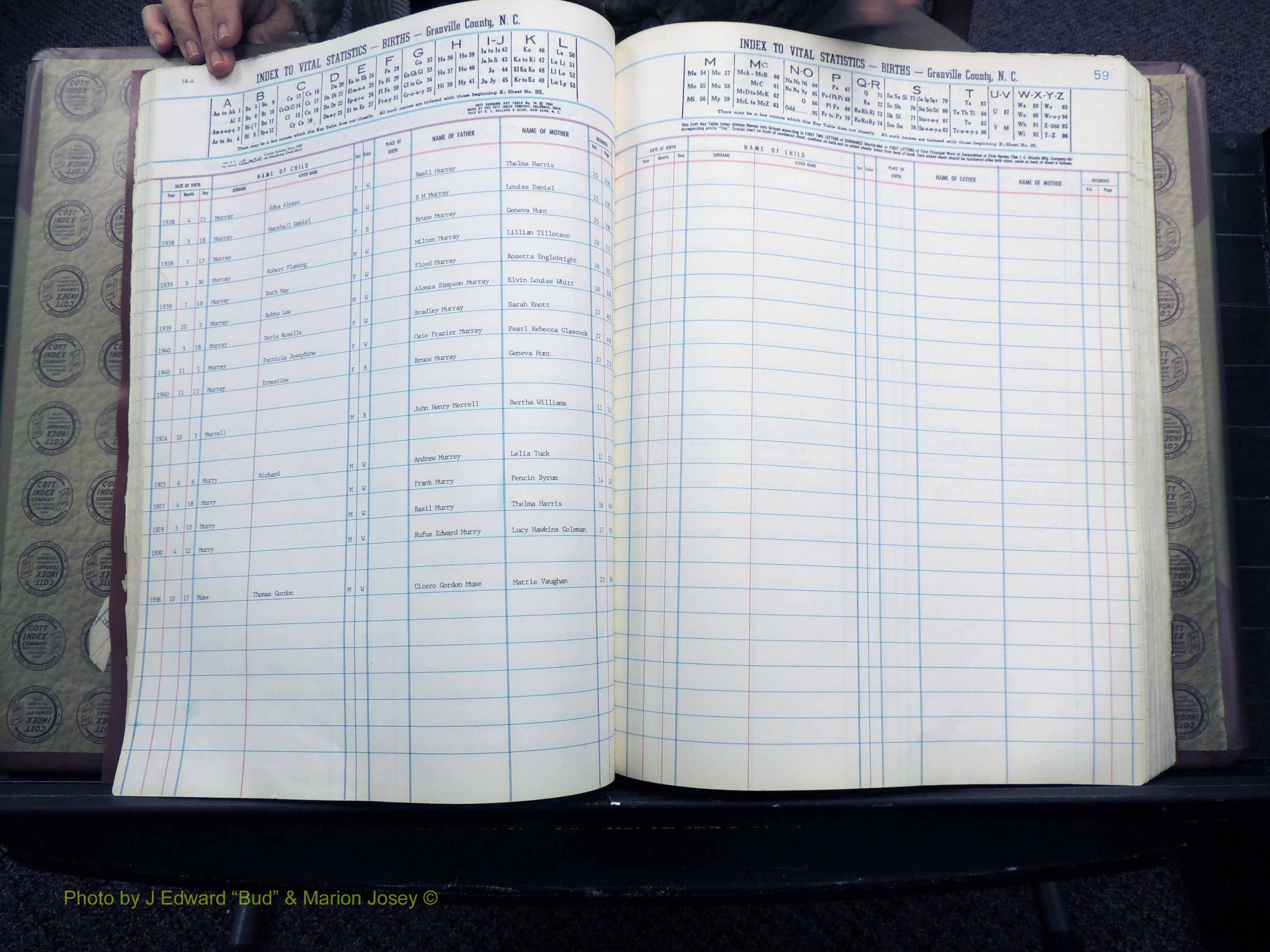 Granville Co, NC, Births, M-Z, 1913-1940 (132).JPG
