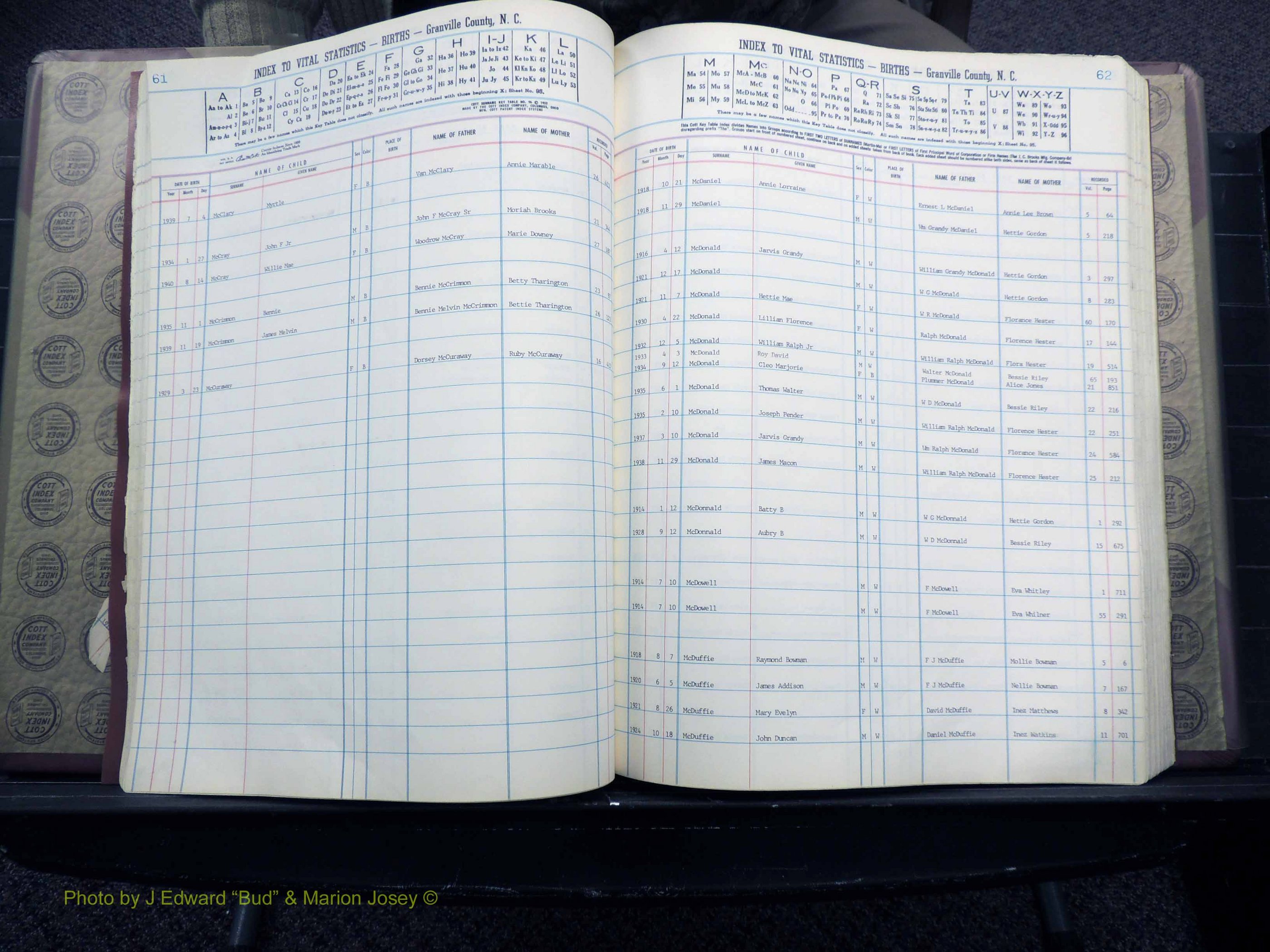 Granville Co, NC, Births, M-Z, 1913-1940 (135).JPG