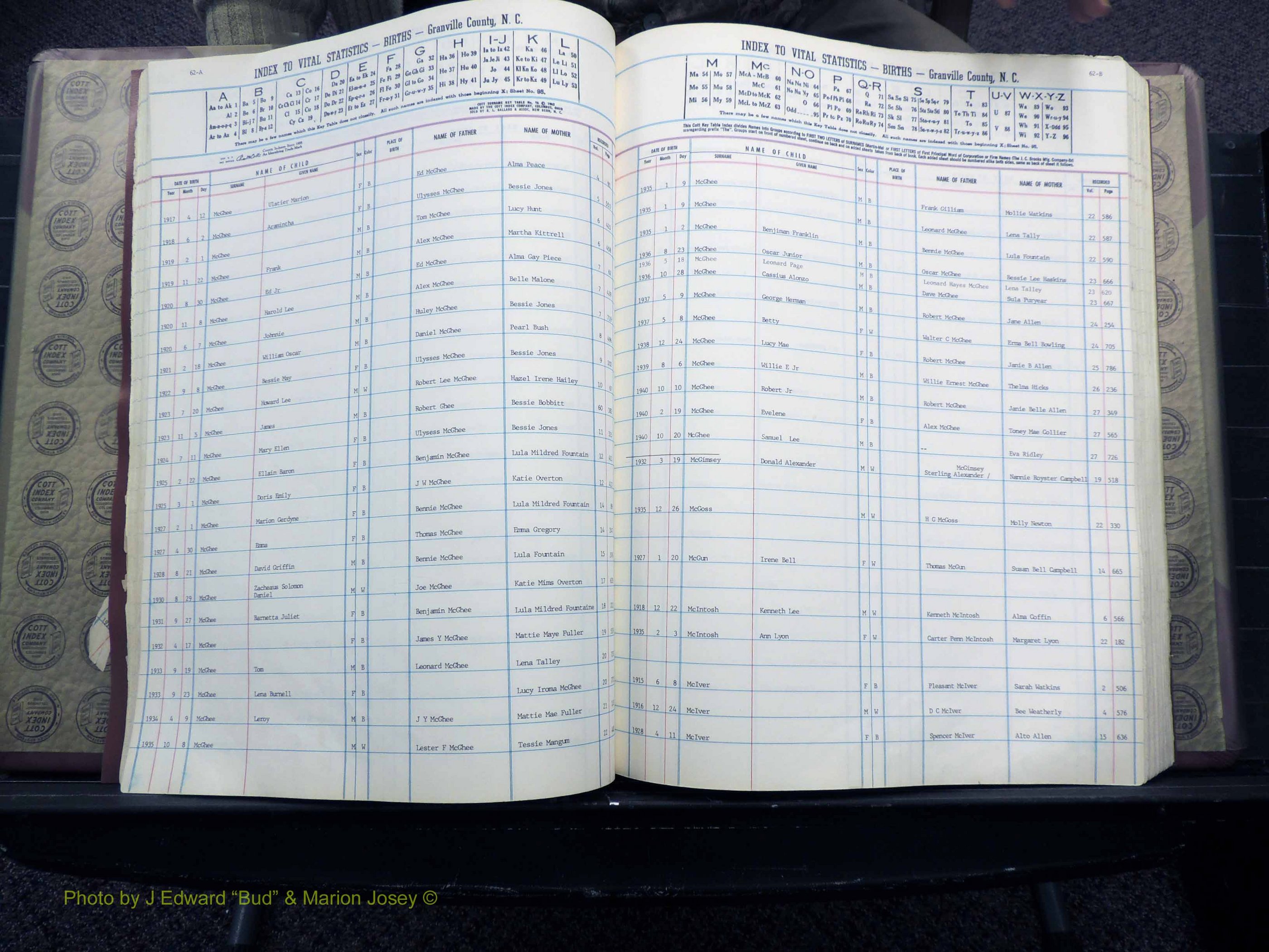 Granville Co, NC, Births, M-Z, 1913-1940 (137).JPG