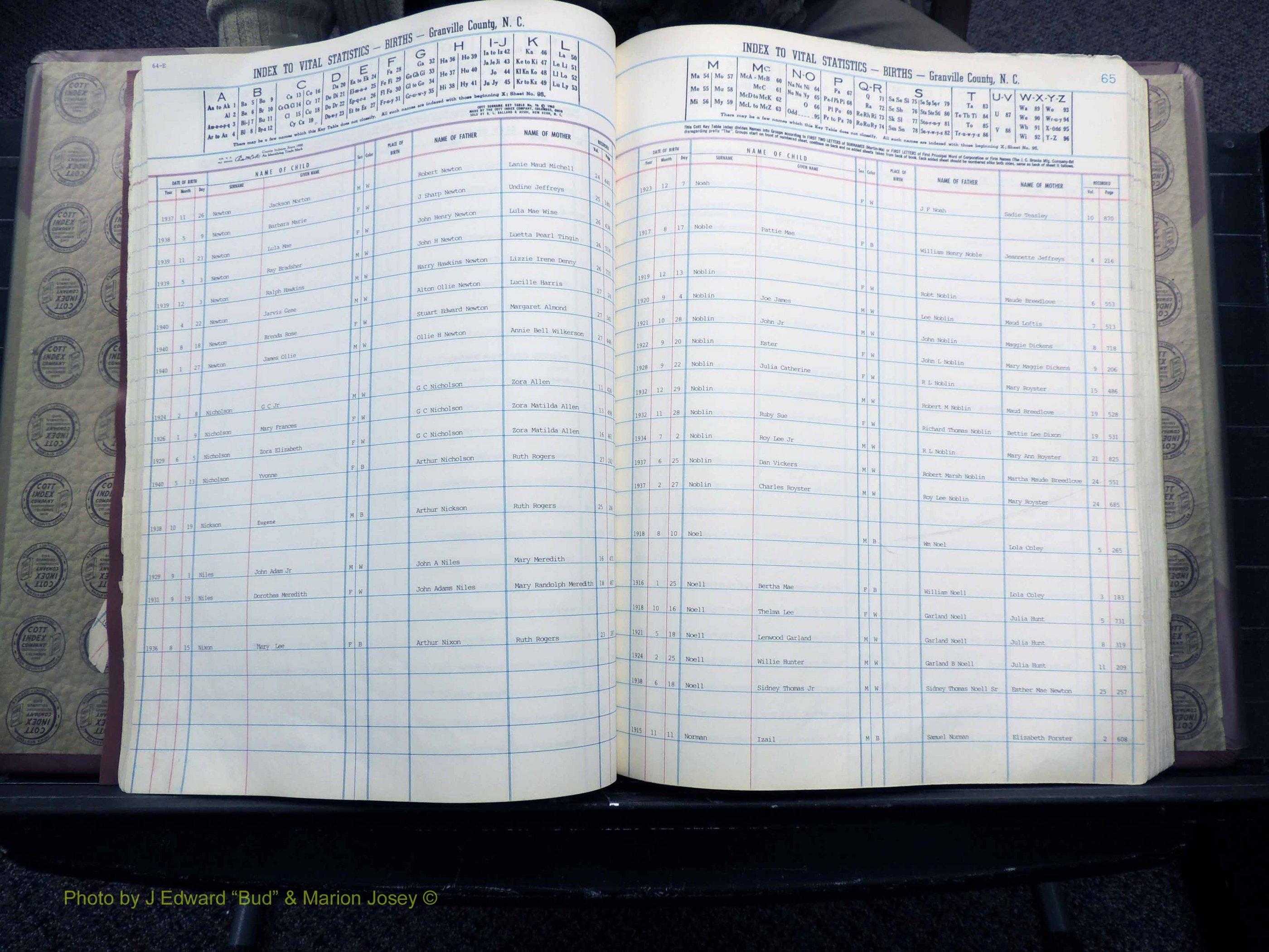 Granville Co, NC, Births, M-Z, 1913-1940 (145).JPG