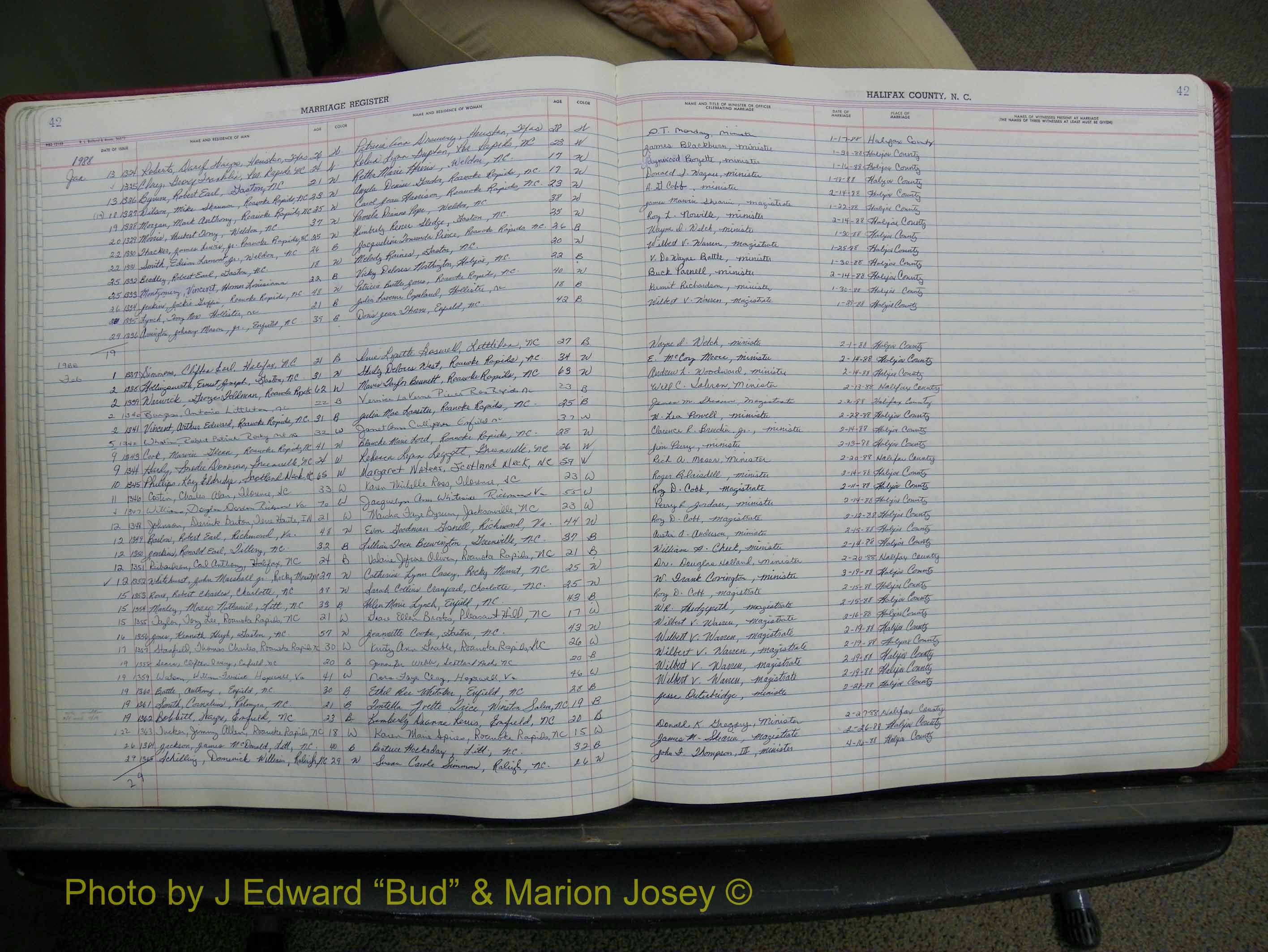 Halifax Marriage Book 19, 1984-1993 P 042.JPG