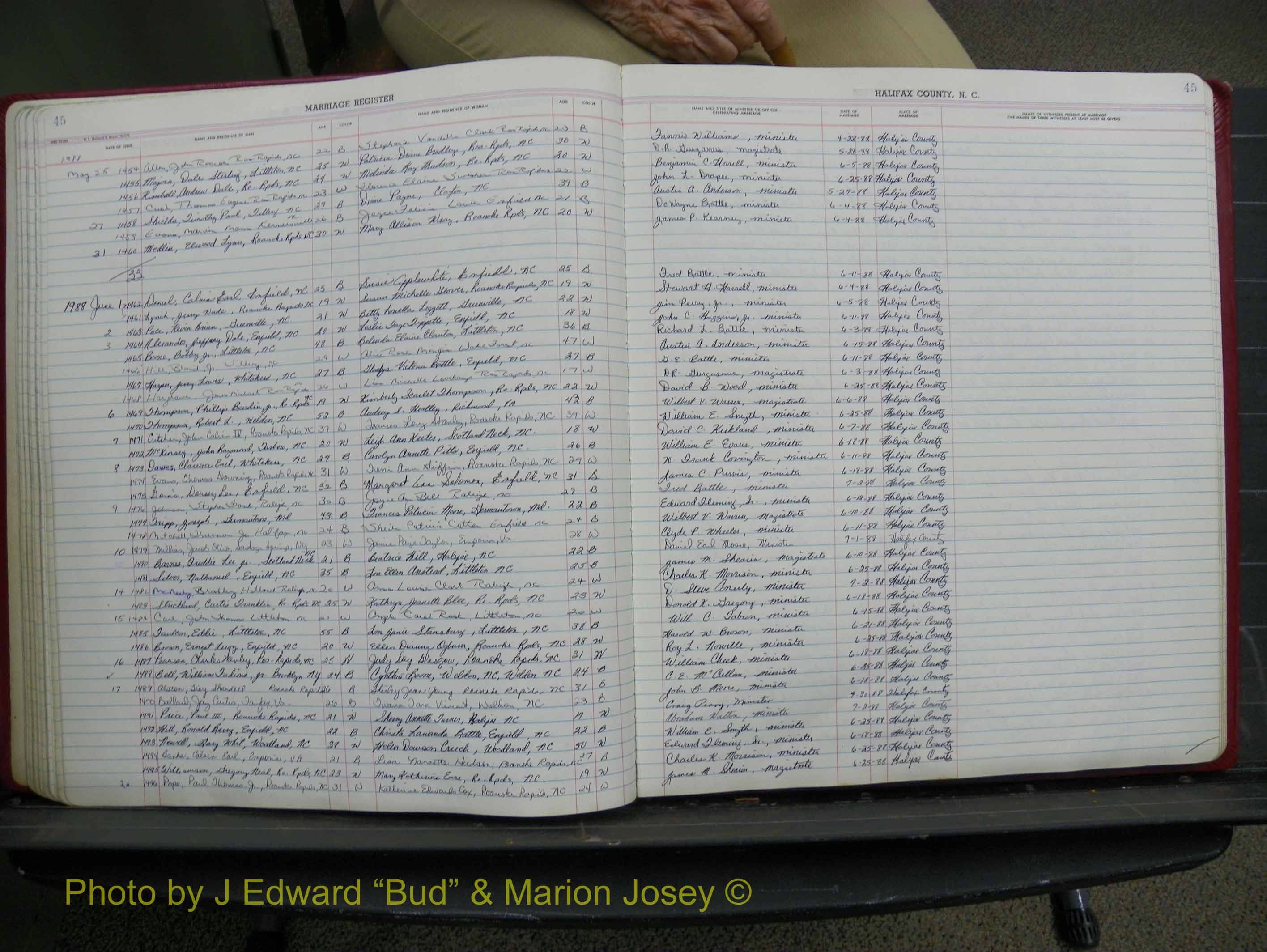 Halifax Marriage Book 19, 1984-1993 P 045.JPG