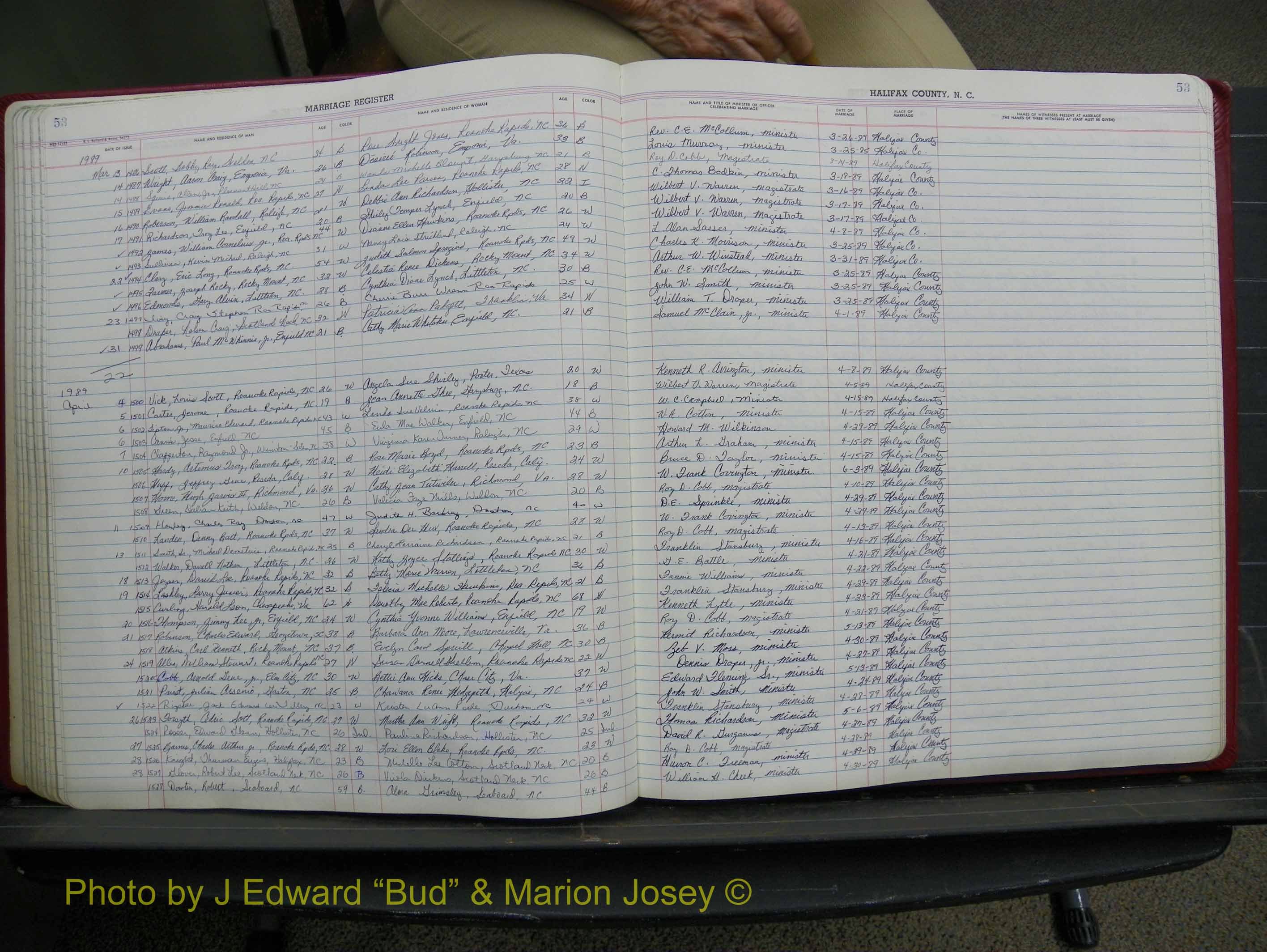 Halifax Marriage Book 19, 1984-1993 P 053.JPG