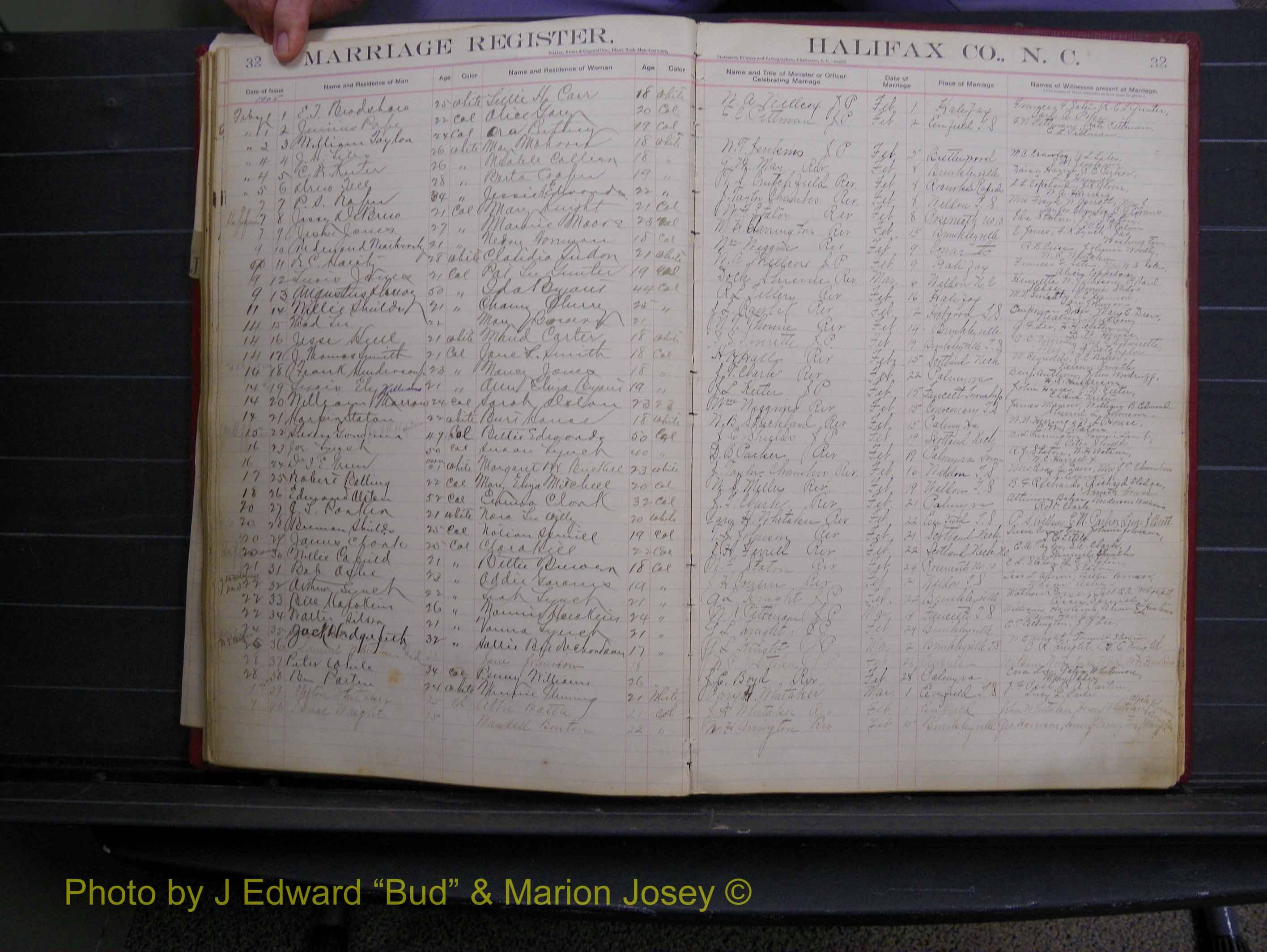 Halifax Marriage Book 6A, 1903-1909 P 32.JPG