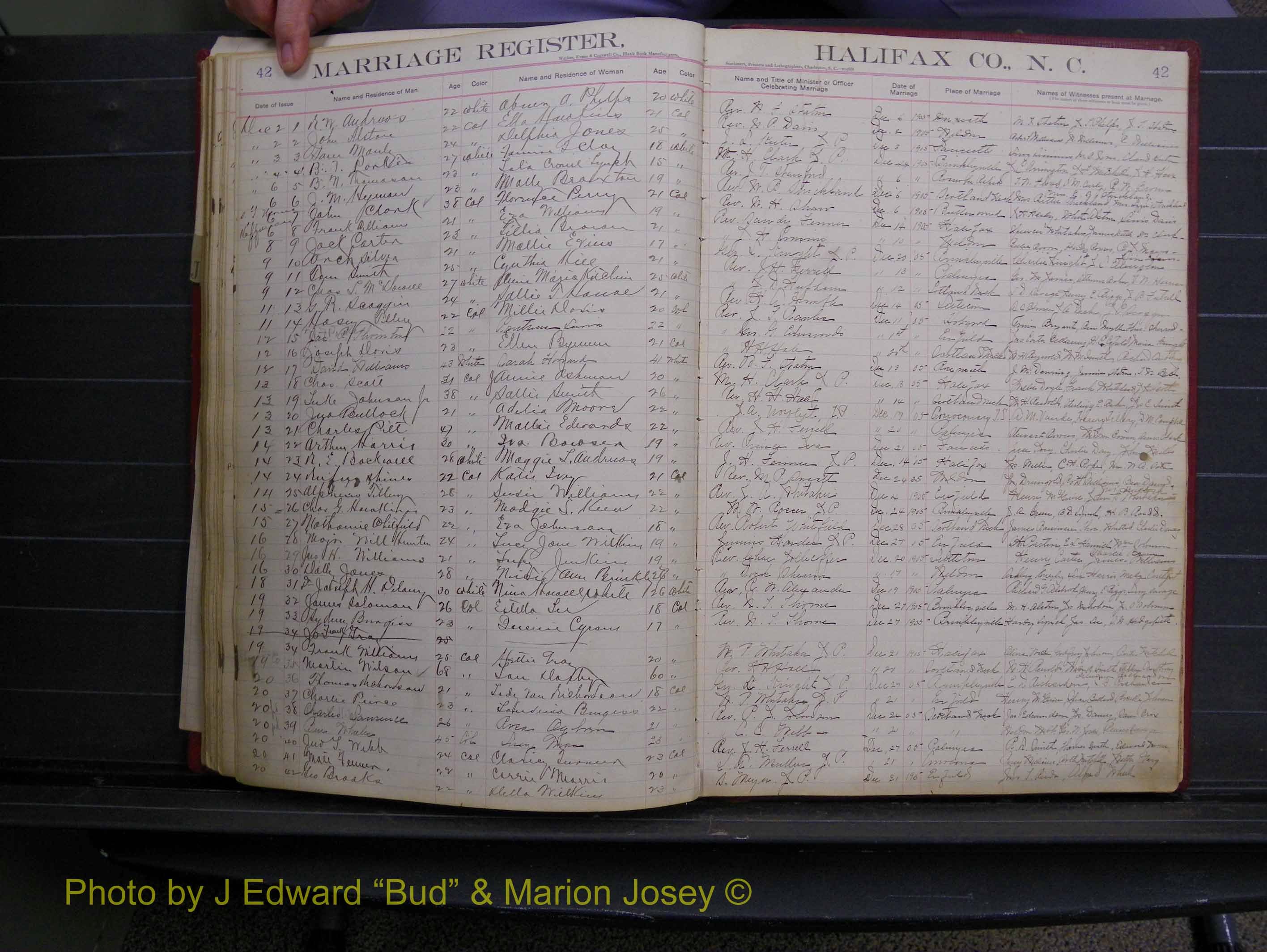 Halifax Marriage Book 6A, 1903-1909 P 42.JPG