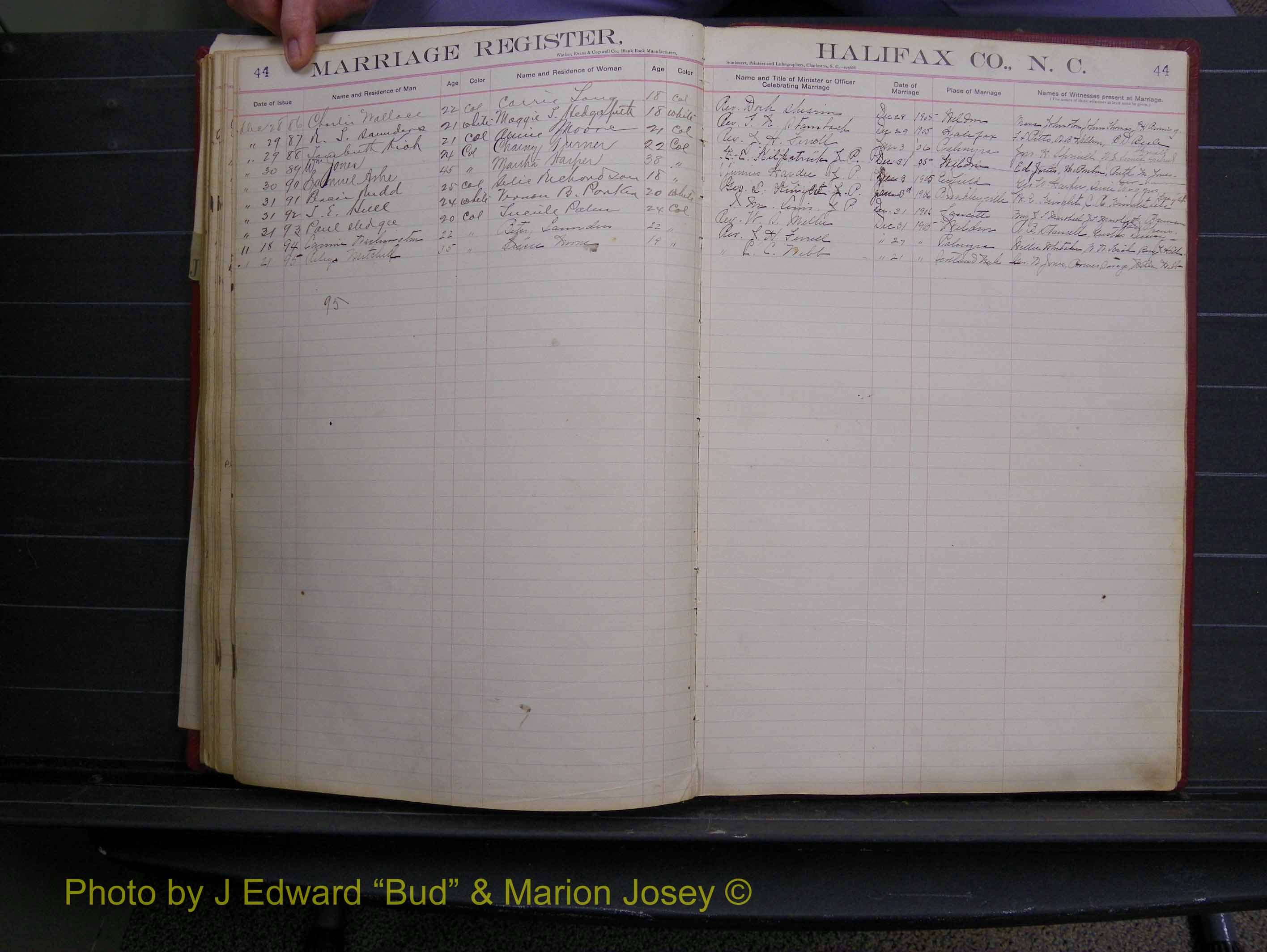 Halifax Marriage Book 6A, 1903-1909 P 44.JPG